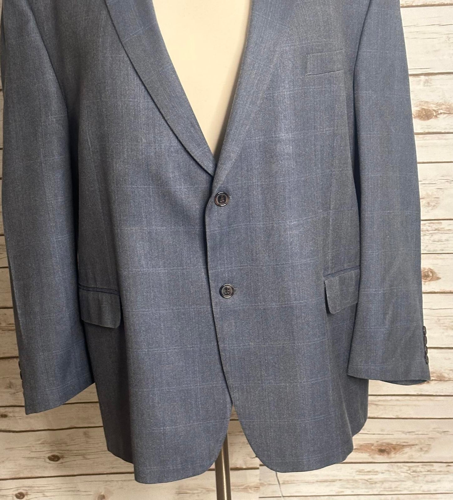 Lauren Ralph Lauren silk-wool single-breasted windowpane sportscoat/blazer 50R