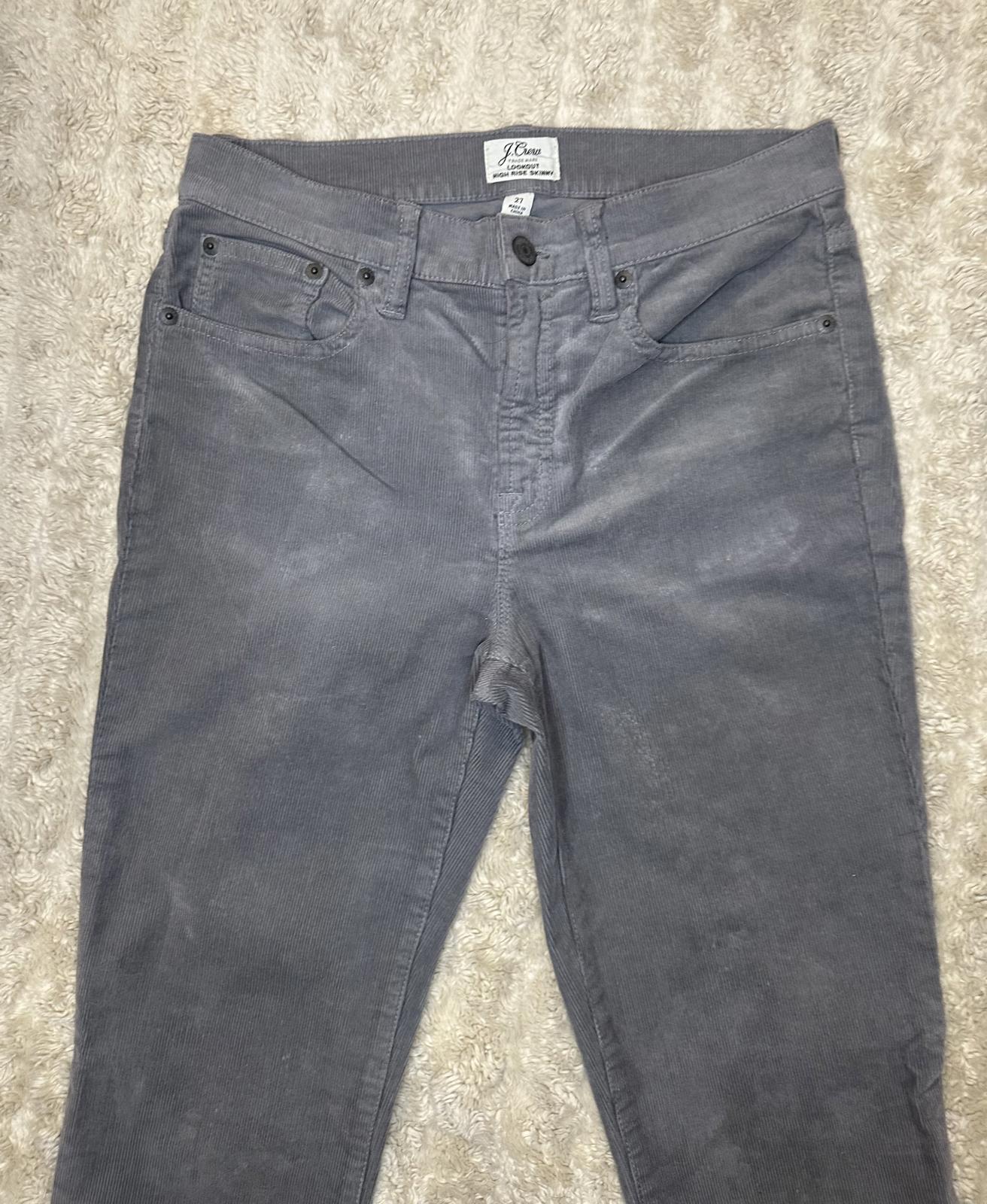 J. Crew classic grey Lookout High Rise Skinny corduroy pants Size 27