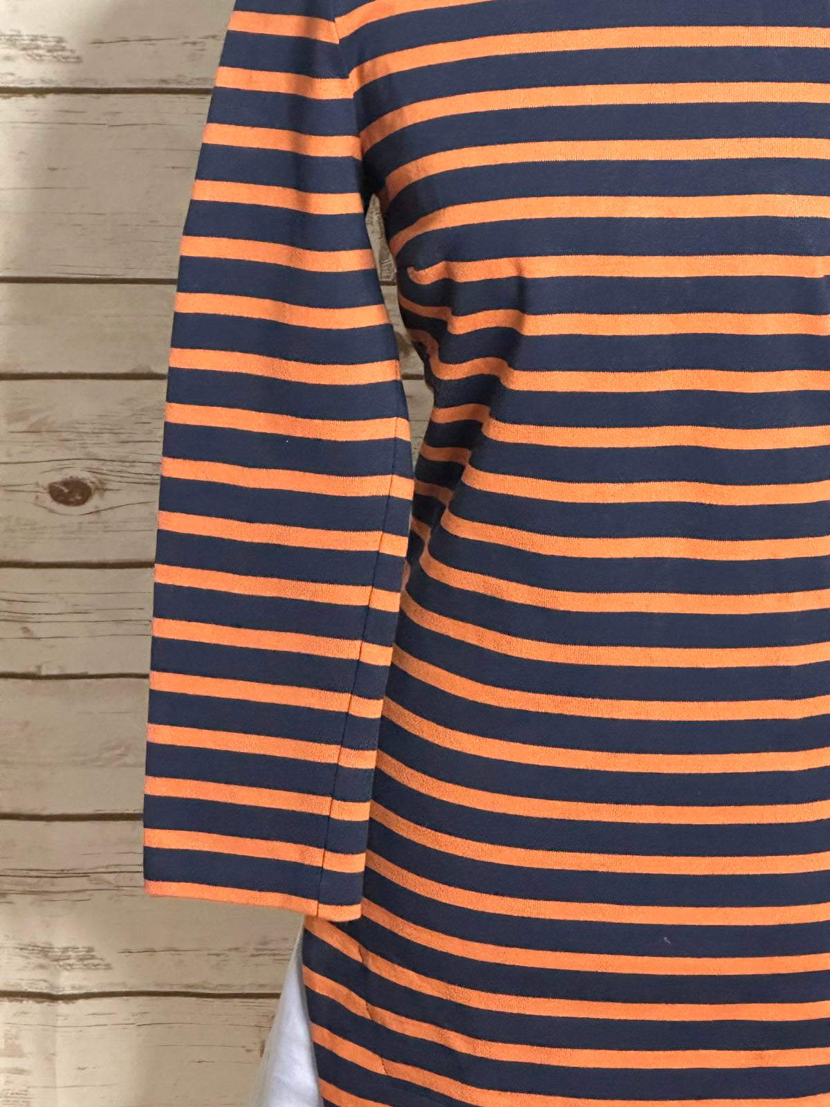 Veronica Beard Chapter Combo navy/orange/chambray striped dress Size Small