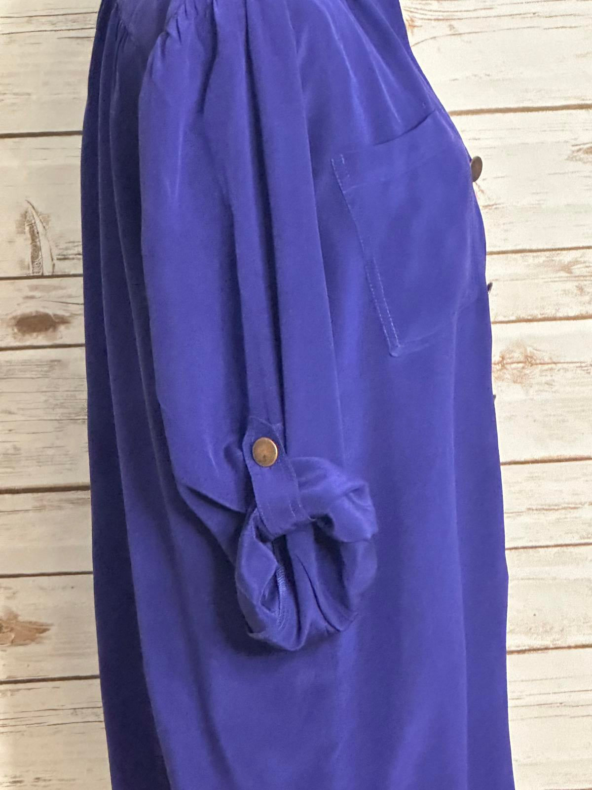 Anthropologie Hunter Dixon purple silk popover shirtdress Size Small