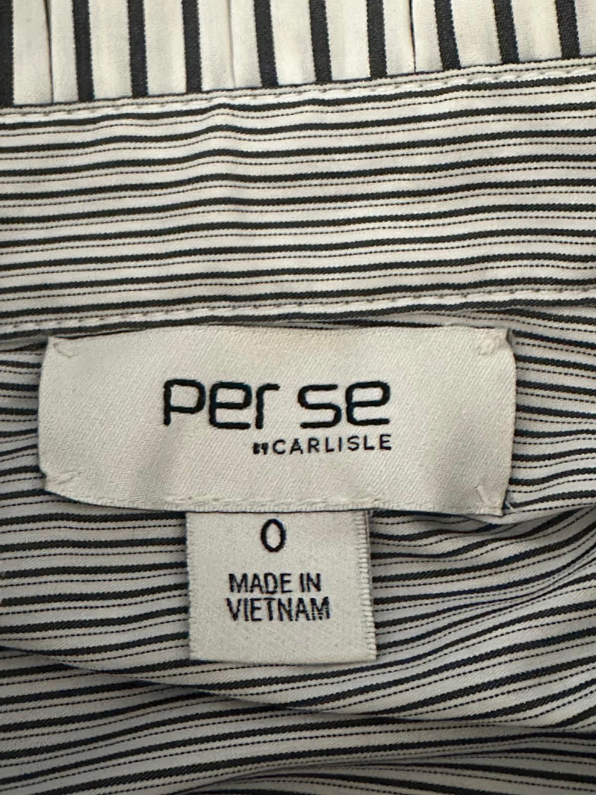 per se Carlisle black/white ruffled collar pinstriped button-up shirt Size 0