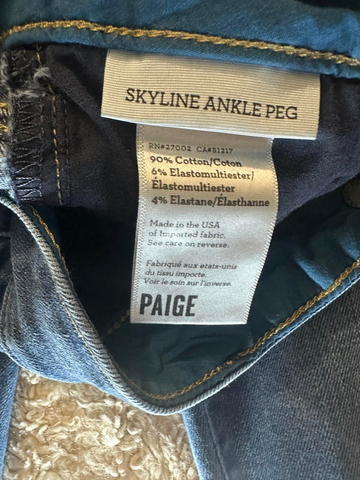 Paige Skyline Ankle Peg Y2K Bridgette medium wash modern skinny jeans Size 27