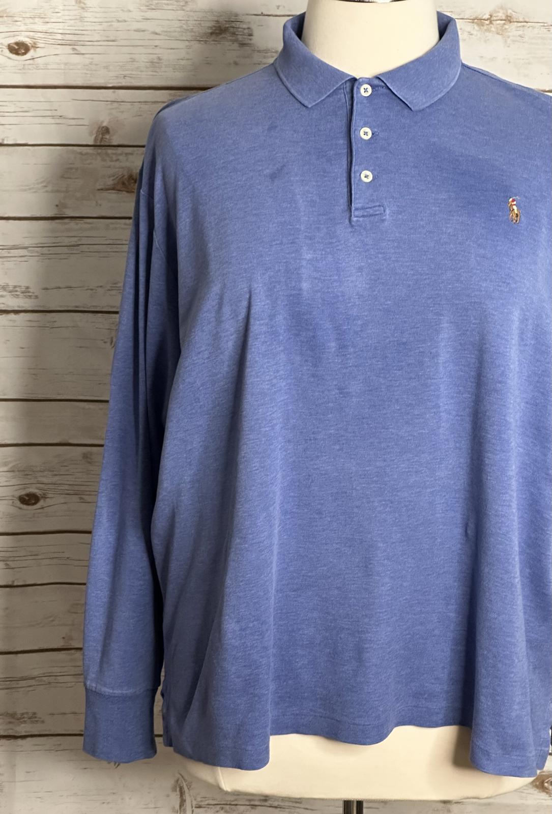 Polo Ralph Lauren heather blue Classic Fit cotton long sleeve polo shirt Size XL
