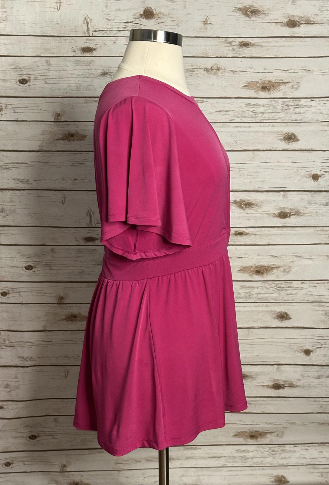 Torrid Studio Knit fuchsia cutout surplice short sleeve babydoll top Size 3(3X)