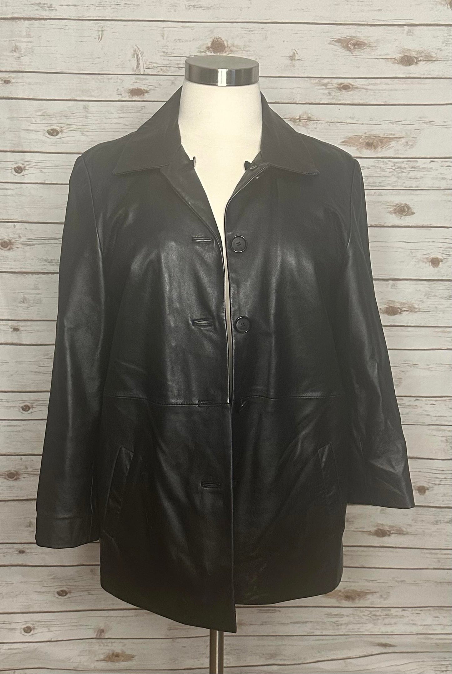 London Fog black leather jacket Size Large