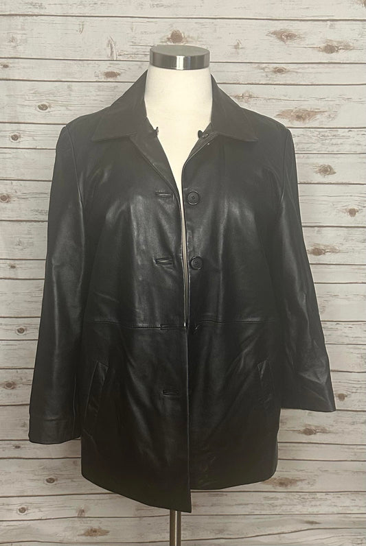 London Fog black leather jacket Size Large