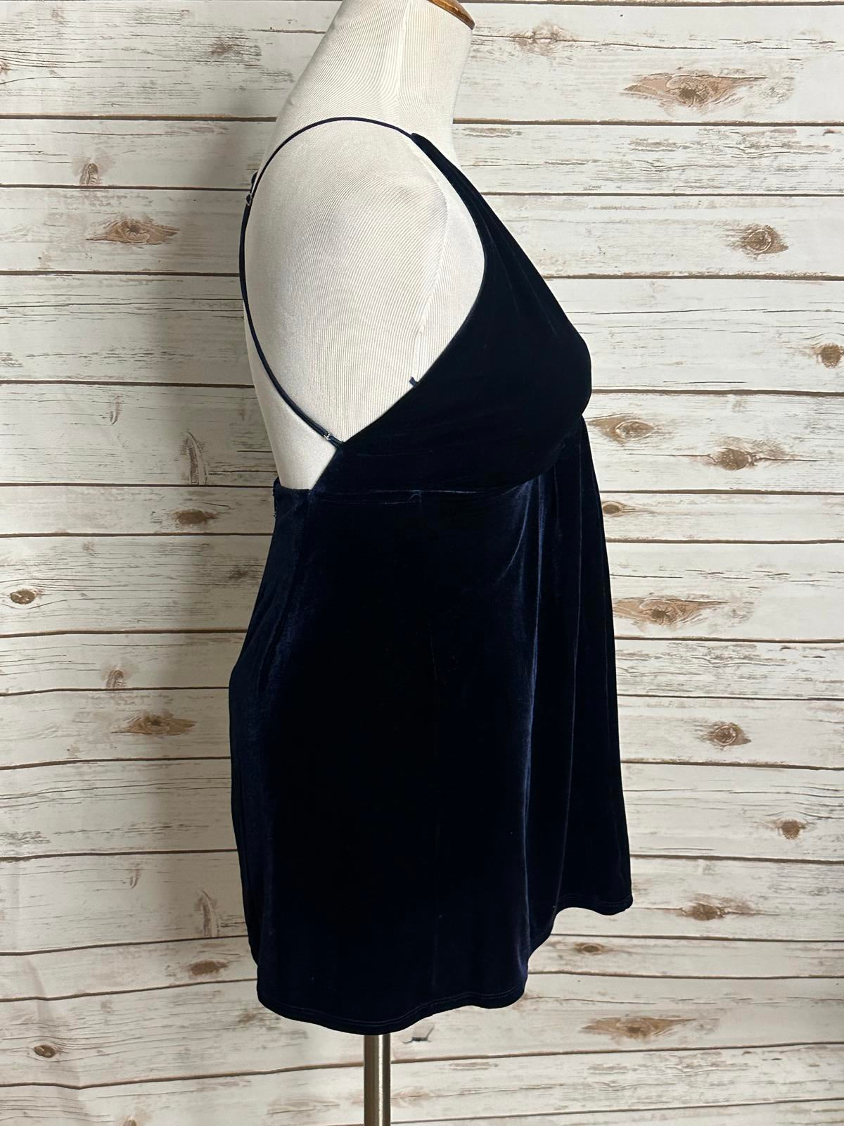 Cotton Candy LA dark blue goth halter draped front velvet mini dress Size Small
