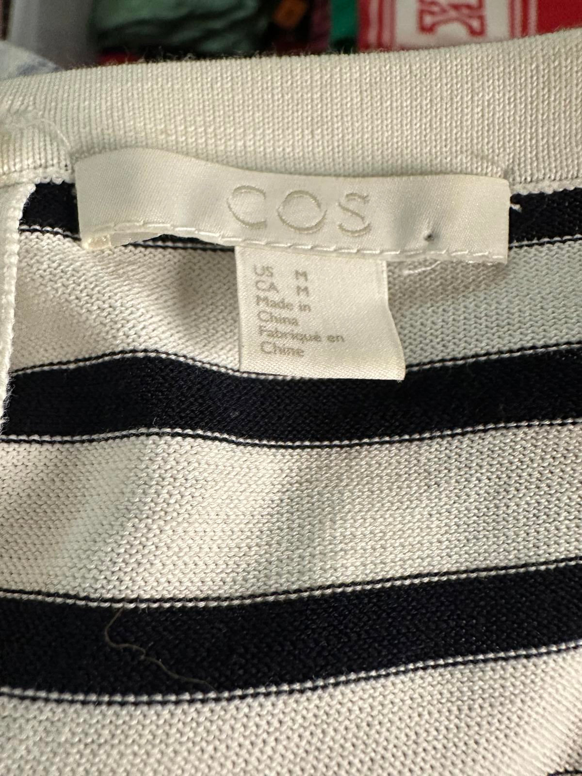 COS classic navy/white striped cotton/silk 3/4 length sleeve sweater Size Medium