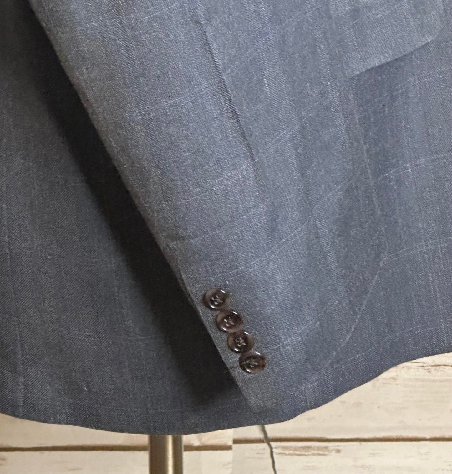 Lauren Ralph Lauren silk-wool single-breasted windowpane sportscoat/blazer 50R