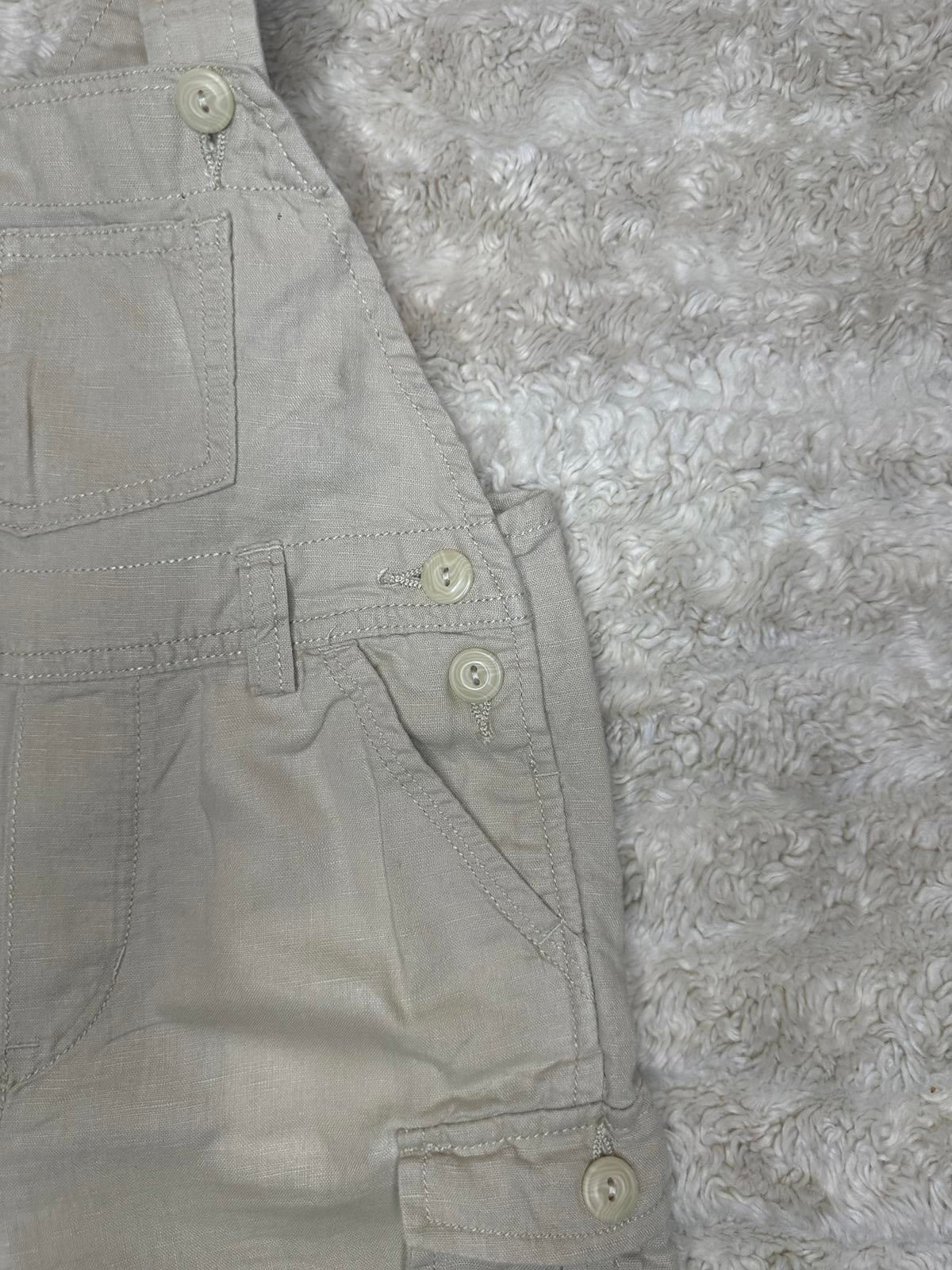 babyGAP utility tan linen/cotton bib-style cargo overalls Size 18-24M