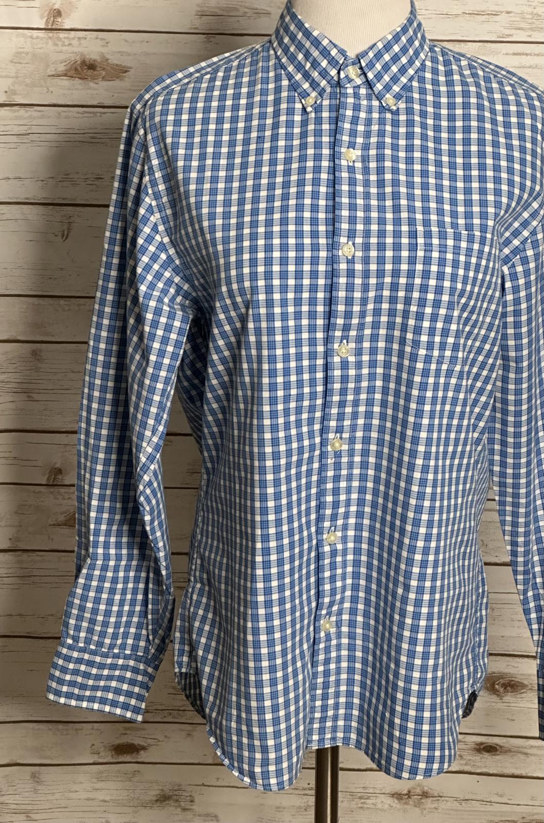J.Crew Tailored Fit blue/white plaid washed casual button-down shirt Size Medium
