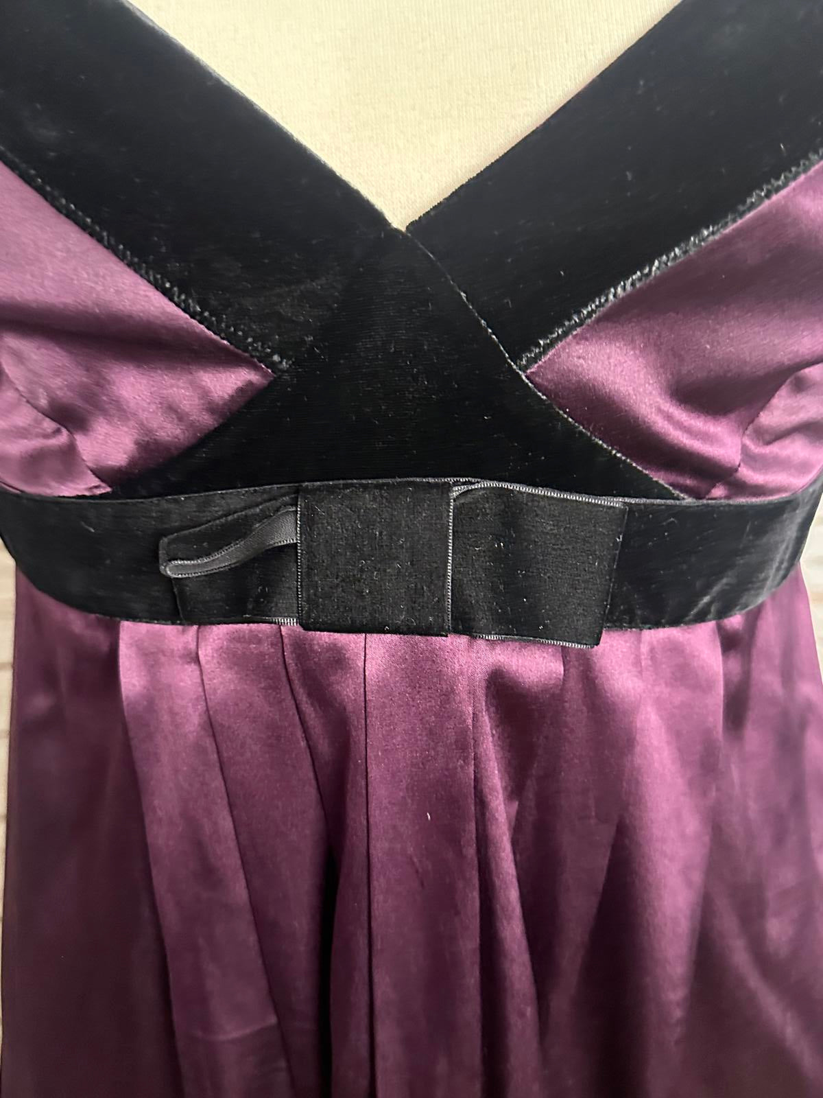 Banana Republic whimsigoth purple/black silk and velvet babydoll dress Size 14