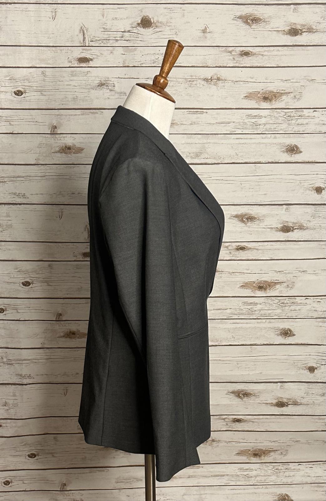 Ann Taylor corpcore businesswear office chic grey single-breasted blazer Size 12