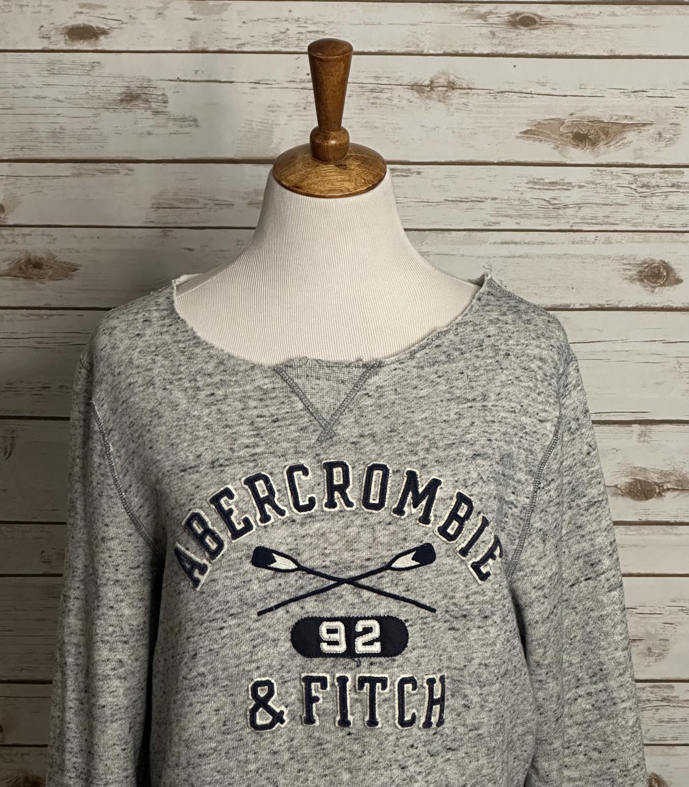 Abercrombie & Fitch distressed oversized marled grey sweatshirt Size Medium