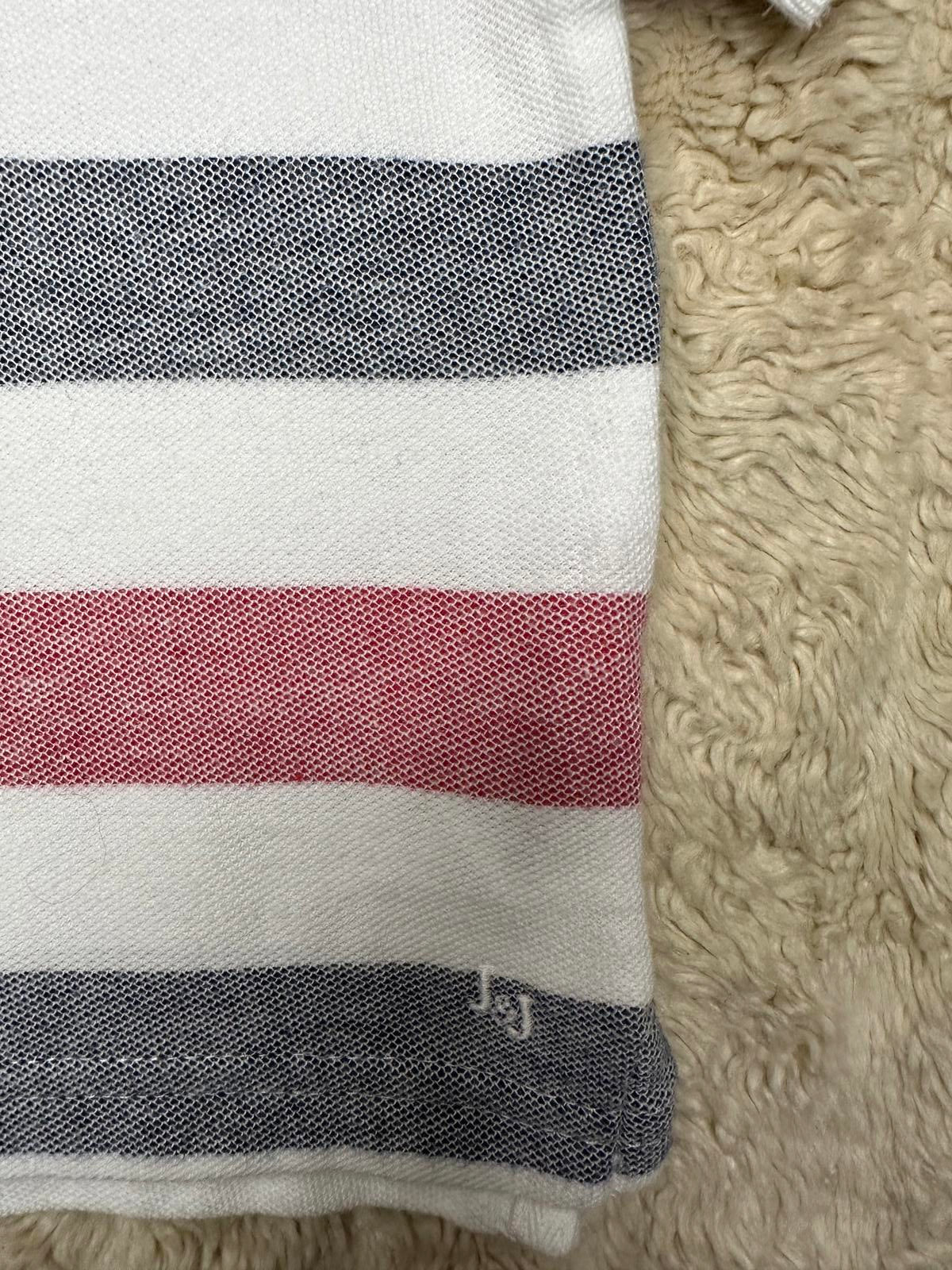 Janie and Jack white/blue/red striped short sleeve cotton polo shirt Size 6-12M
