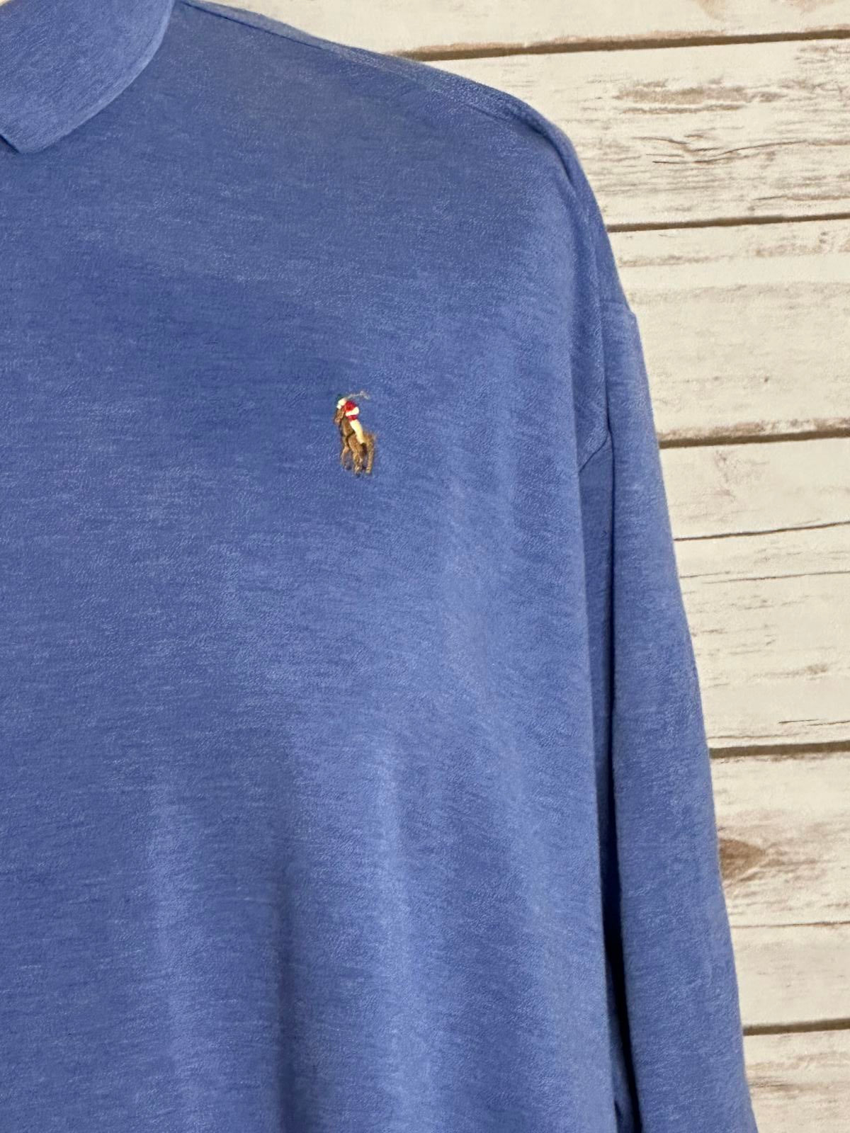 Polo Ralph Lauren heather blue Classic Fit cotton long sleeve polo shirt Size XL