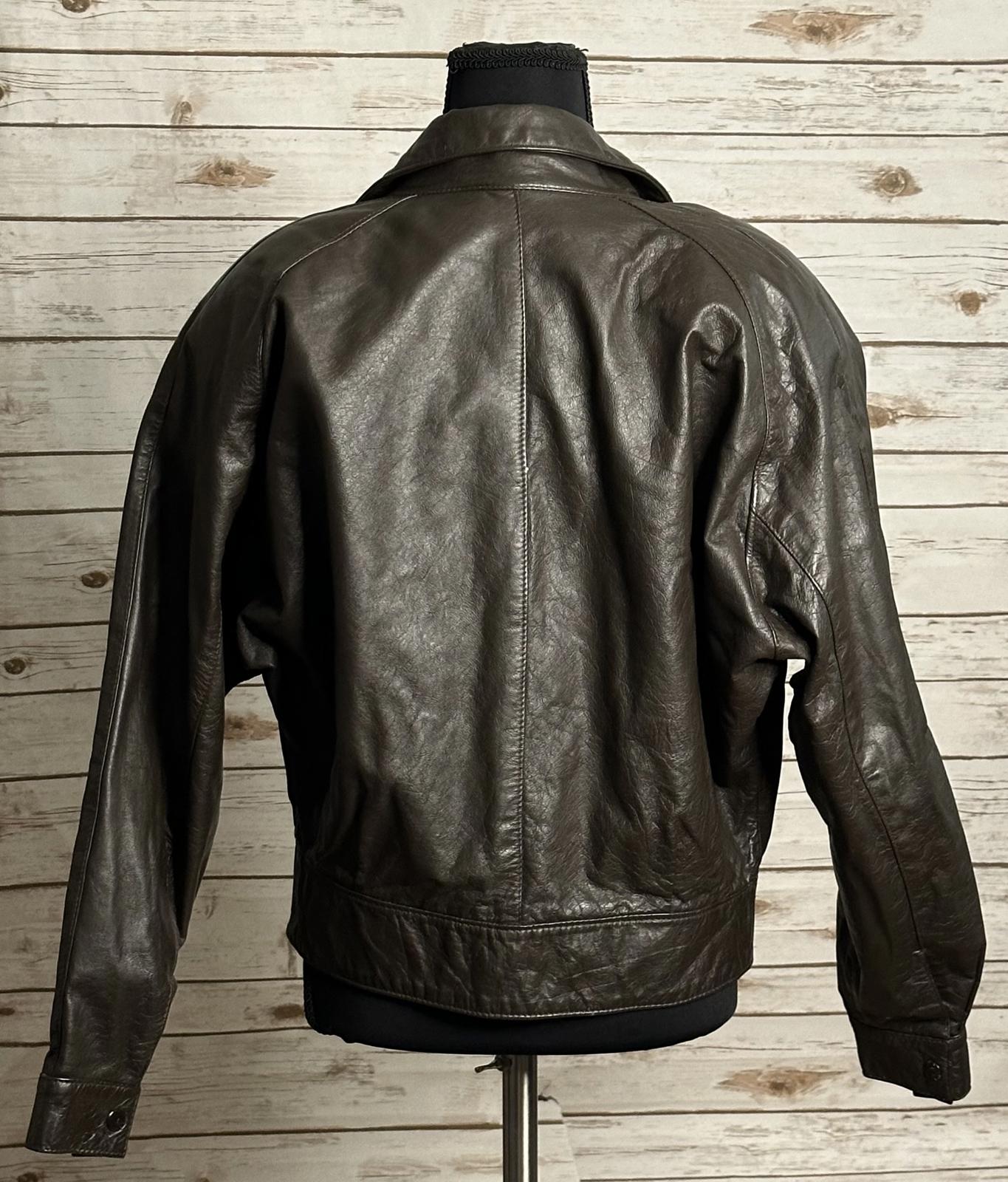 Vintage COMINT brown oversized leather bomber jacket Size Small