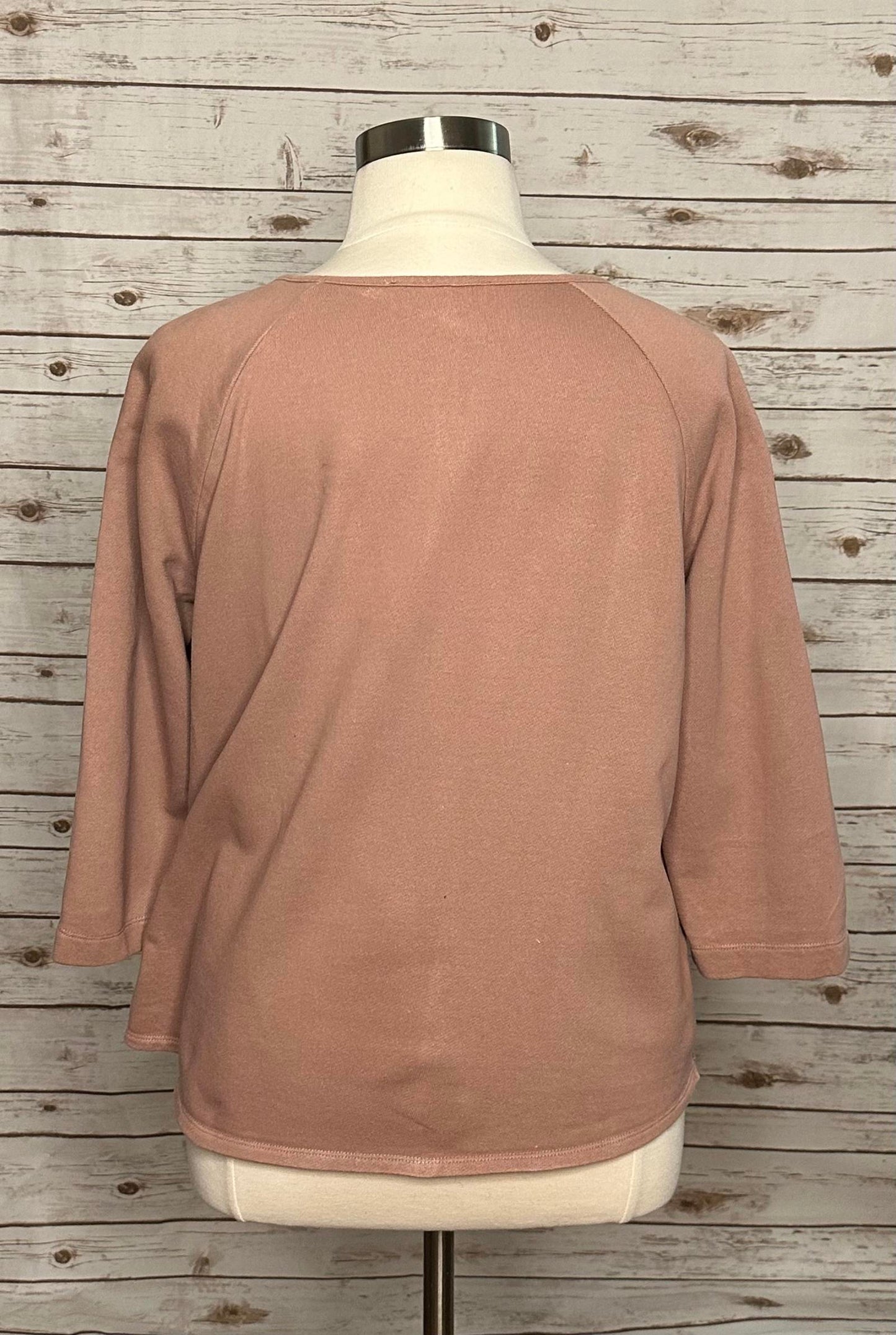 LOFT mauve cotton lace overlay fleece top Size XL