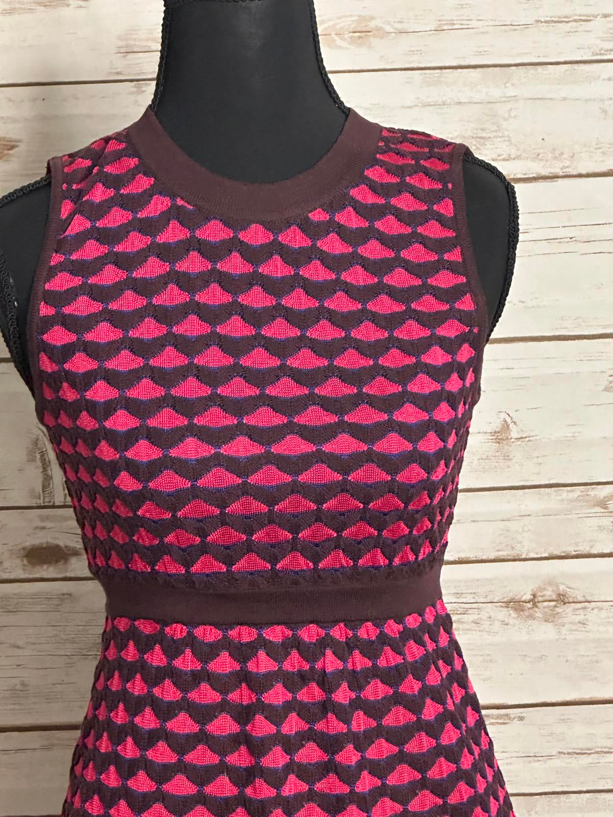 M Missoni pink/brown geometric sleeveless open back knit midi dress Size IT 40/4