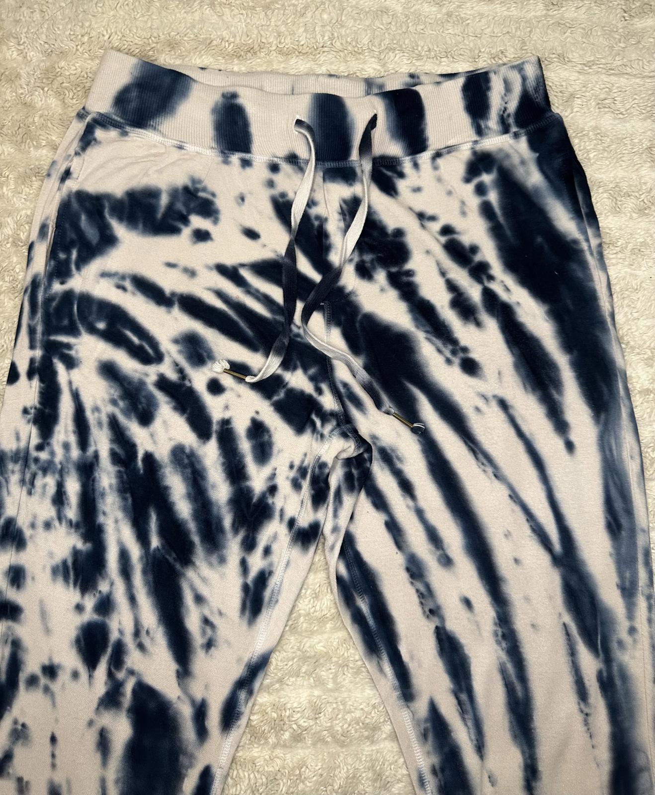 Young, Fabulous & Broke athleisure teal/cream tie-dyed joggers Size Large