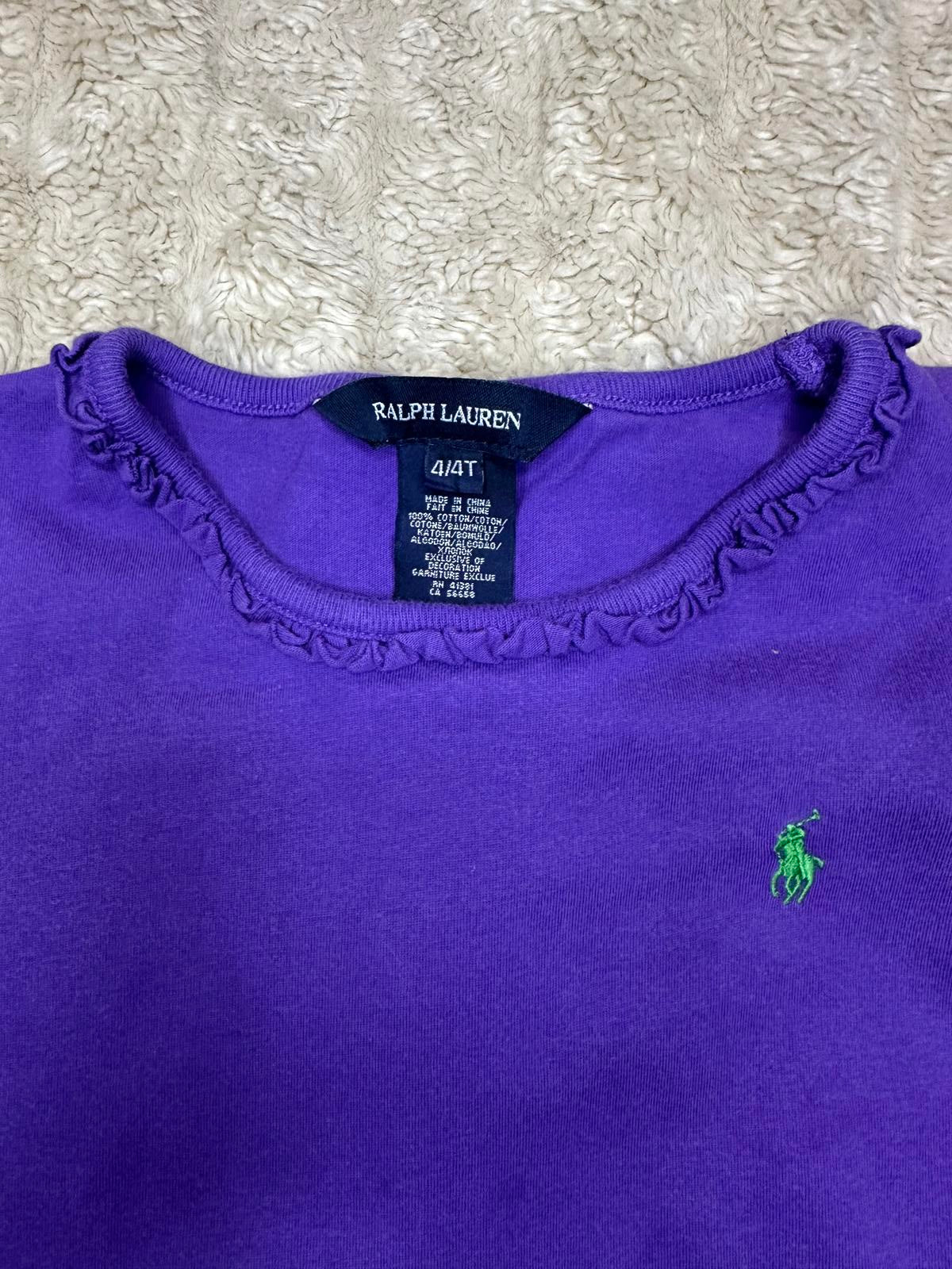 Ralph Lauren purple cotton short sleeve ruffle t-shirt Size 4/4T