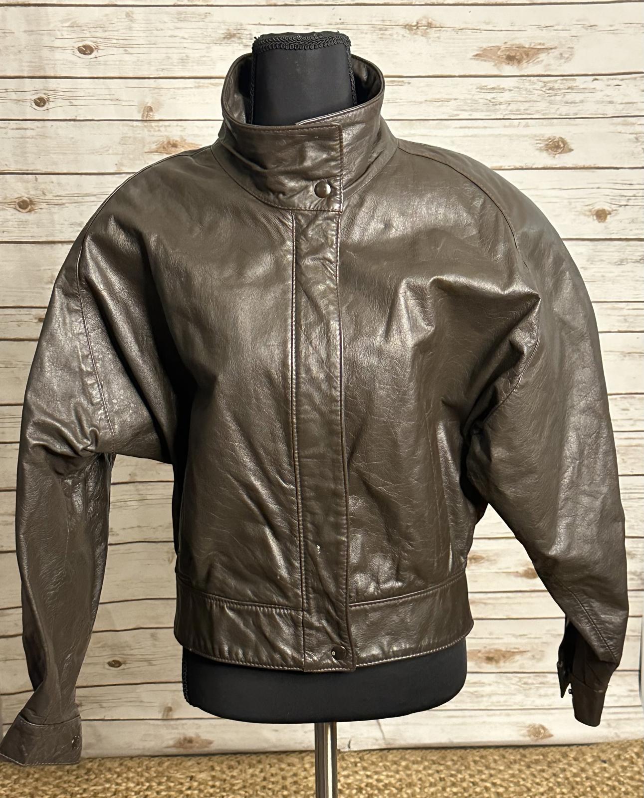 Vintage COMINT brown oversized leather bomber jacket Size Small