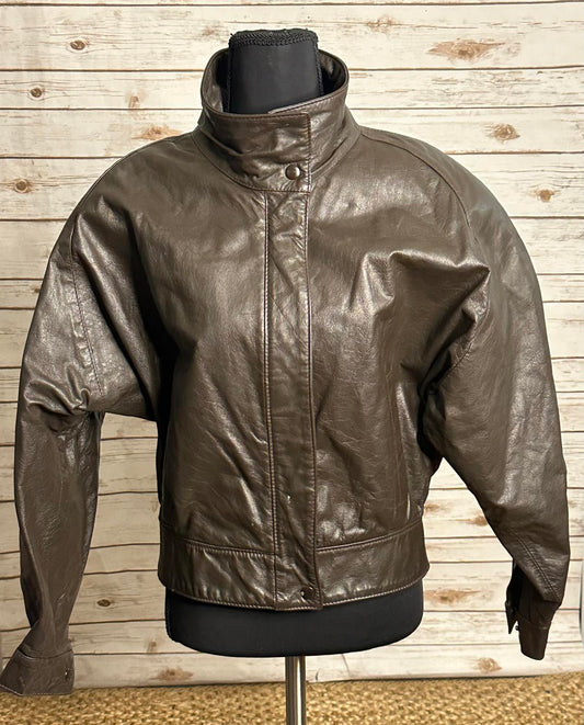 Vintage COMINT brown oversized leather bomber jacket Size Small