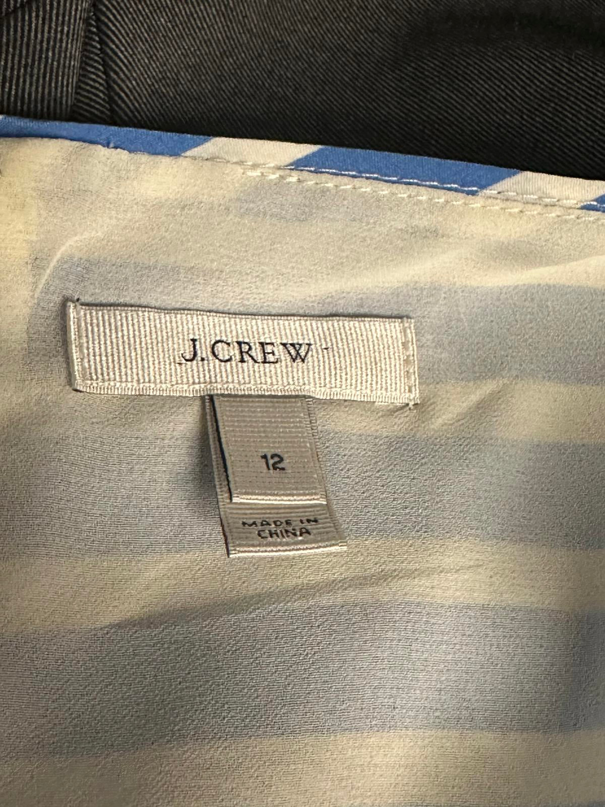 J. Crew classic coastal blue/white striped sleeveless silk sheath dress Size 12