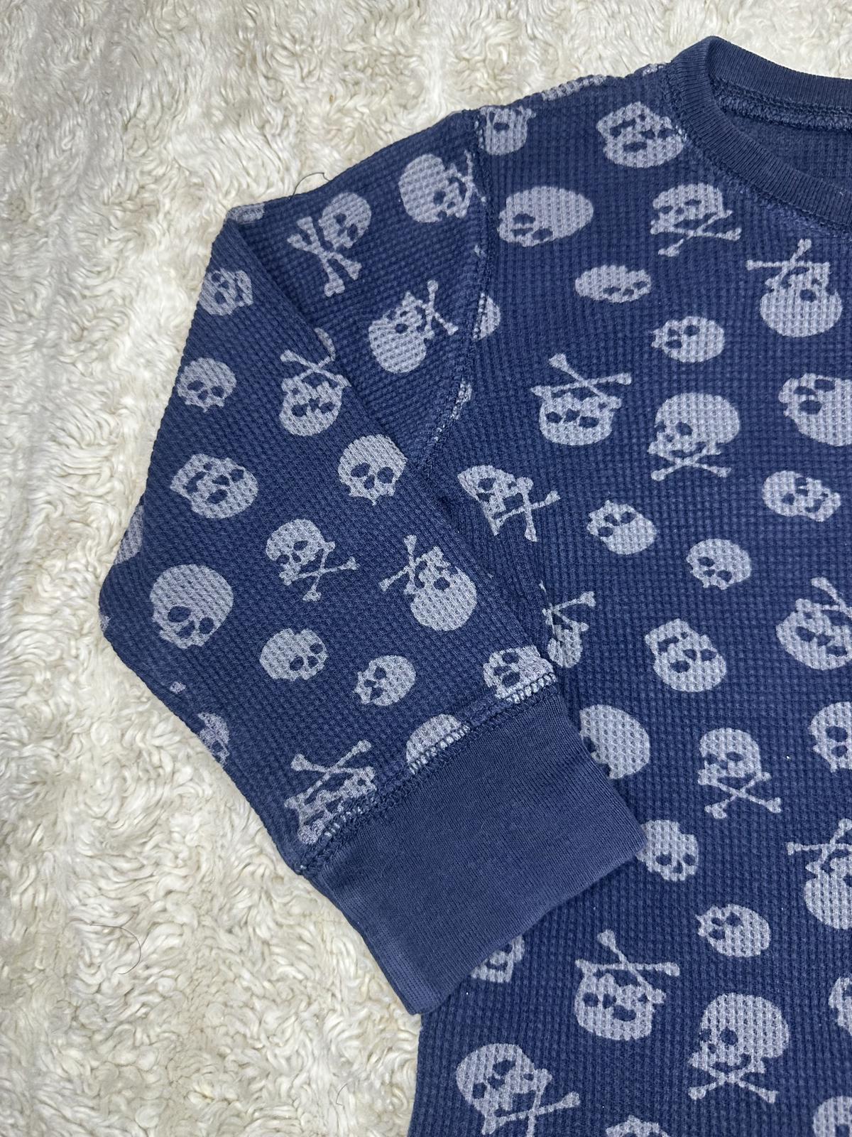 GAP navy blue/silver skull thermal knit long-sleeve t-shirt Size 3/3T