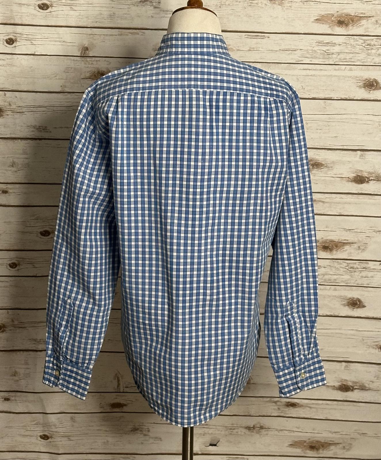 J.Crew Tailored Fit blue/white plaid washed casual button-down shirt Size Medium