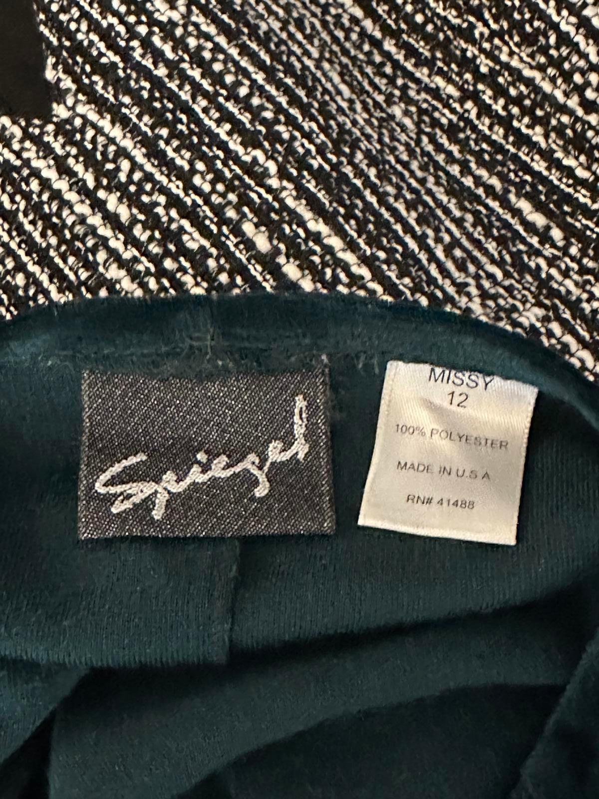 Vintage Spiegel long sleeve jewel-toned green velvet A-line dress Size 12