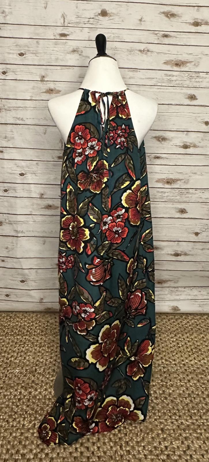 LOFT paradise tropical bold floral linen halter maxi sundress Size XS