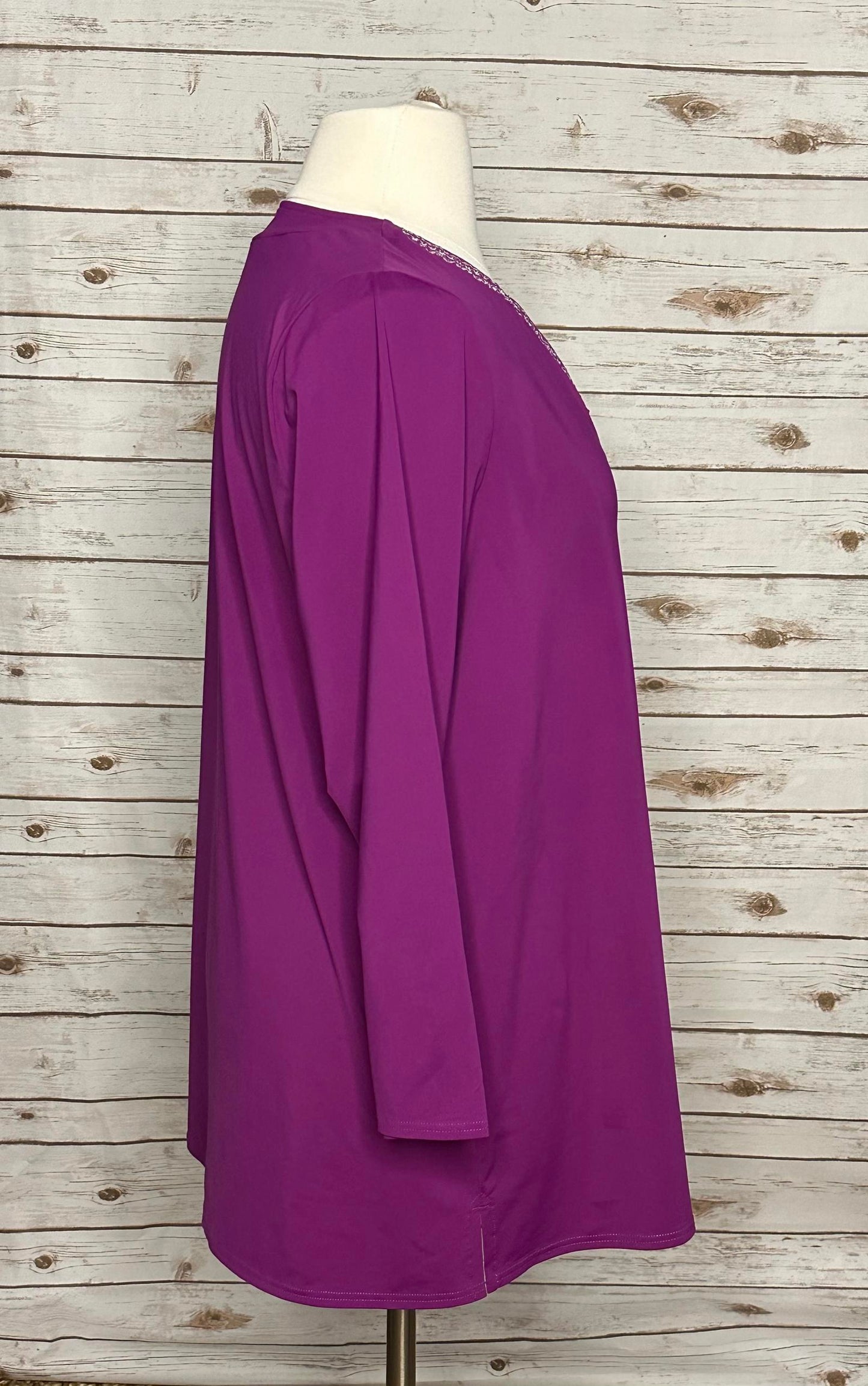 Lands' End purple embroidered V-neck tunic Size 1X