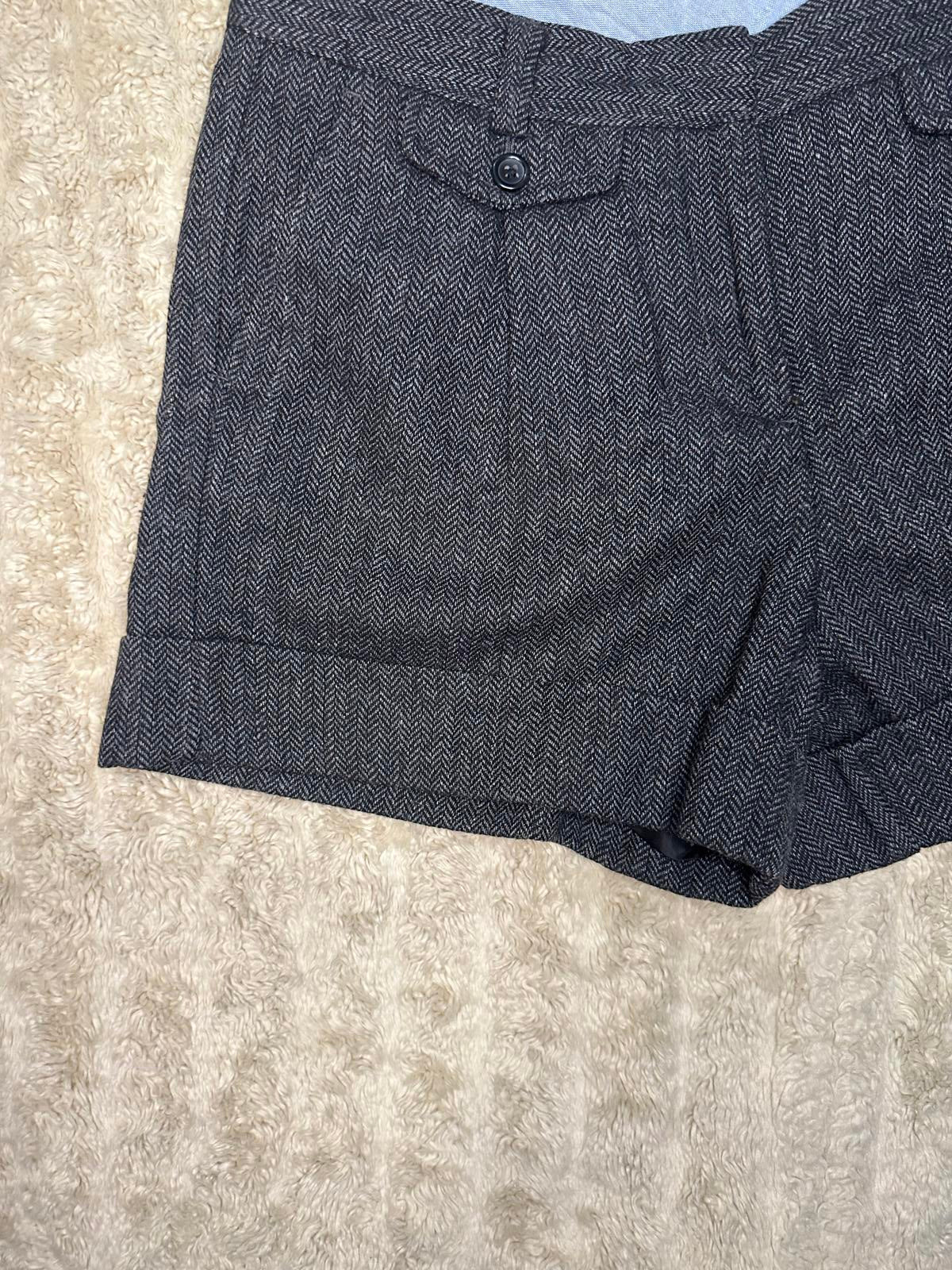 Lands' End Canvas classic black/grey herringbone wool-blend cuffed shorts Size 6