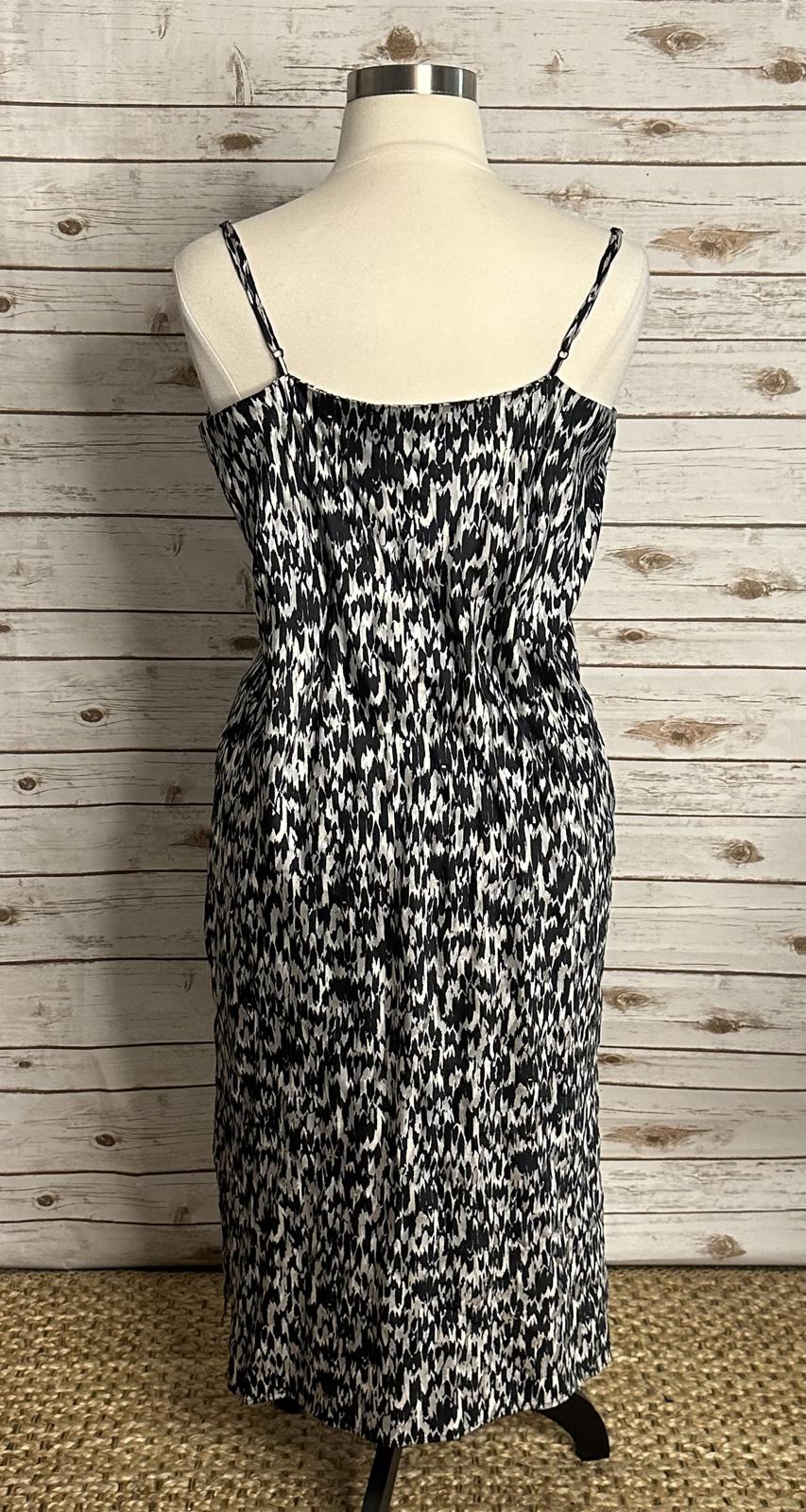 Express monochromatic metallic abstract satin cowl neck midi slip dress Size XL