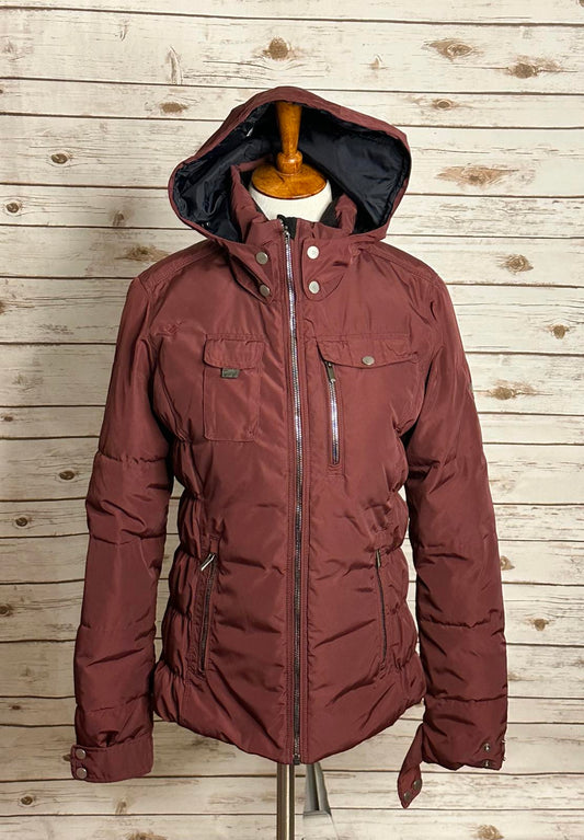Obermeyer Leighton burgundy hooded insulated full zip ski jacket Size 10