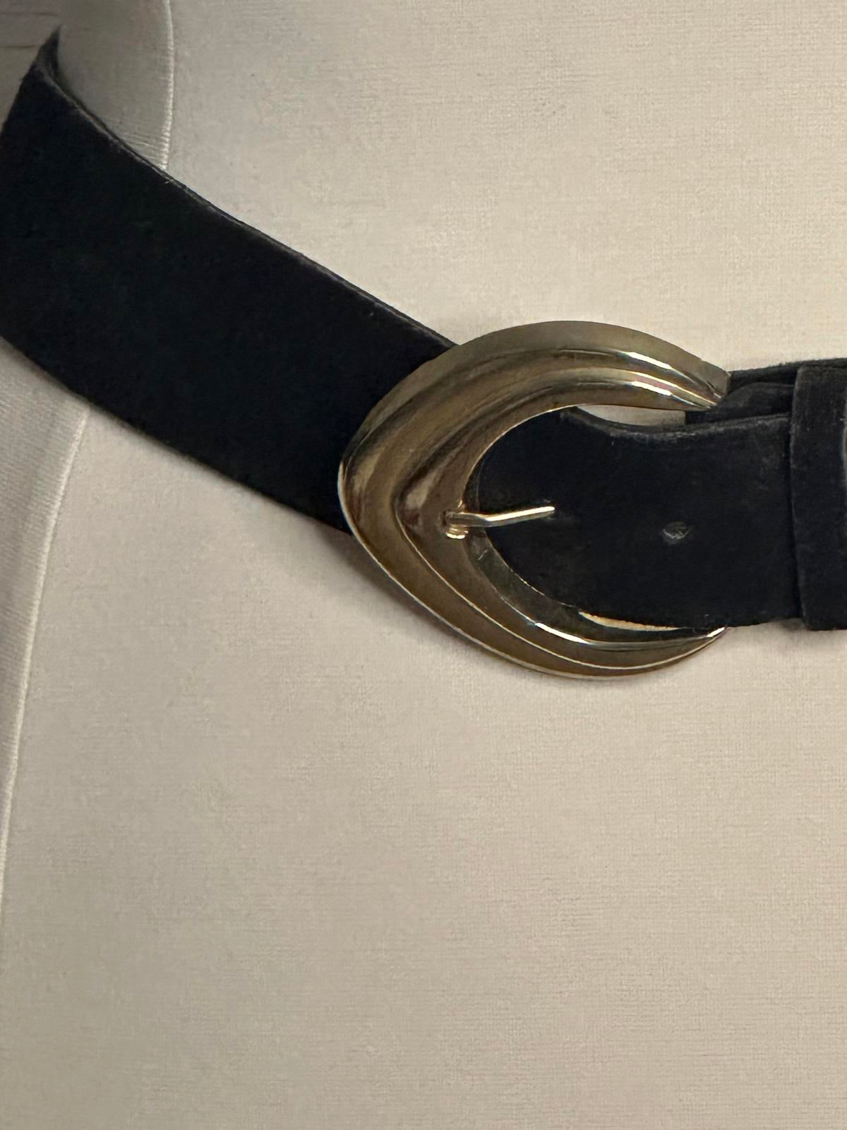 Vintage classic 90's office siren mob wife black suede wide belt Size XL