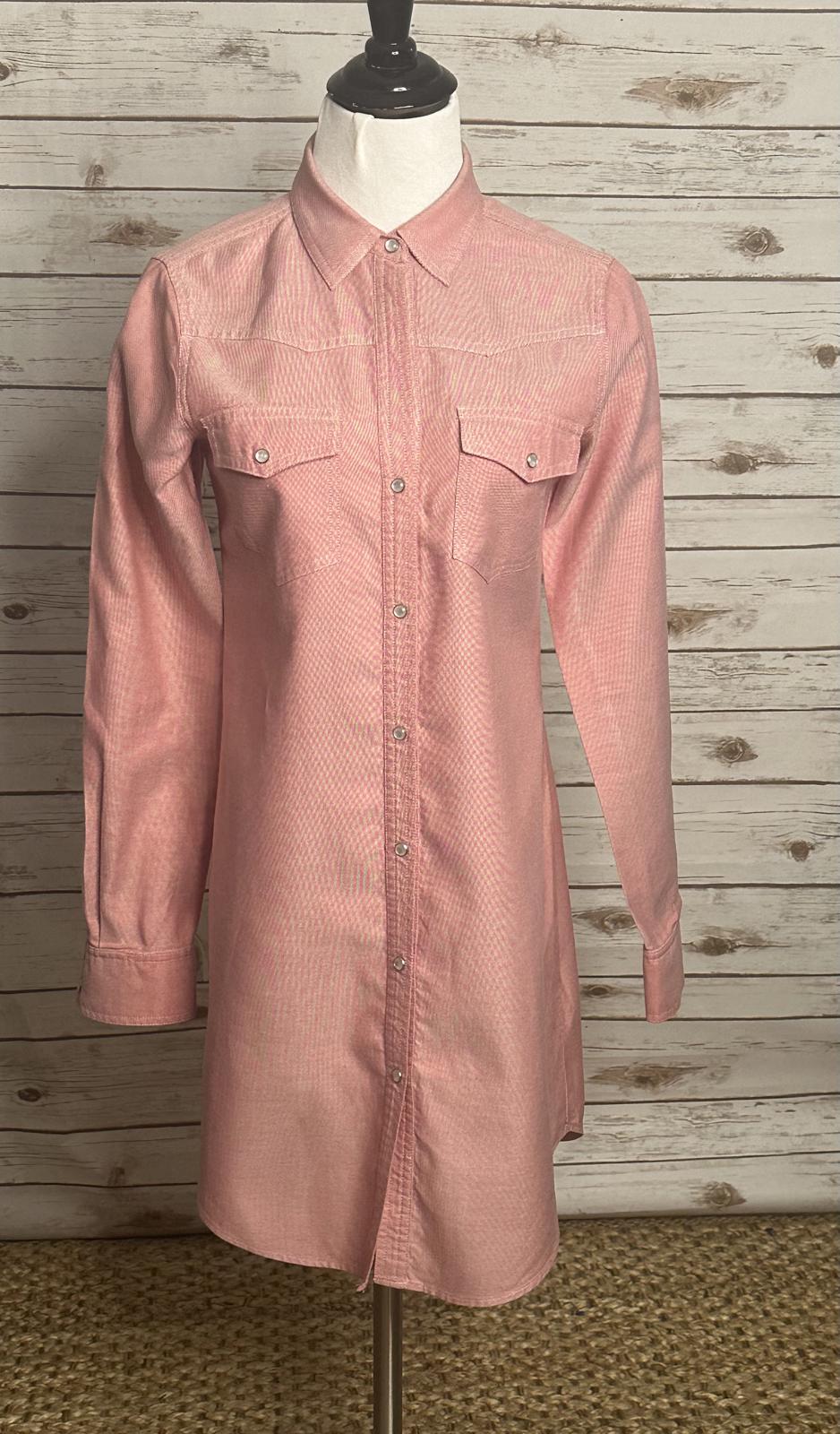theory red Western-style cotton pearl snap button-up shirt dress Size 2