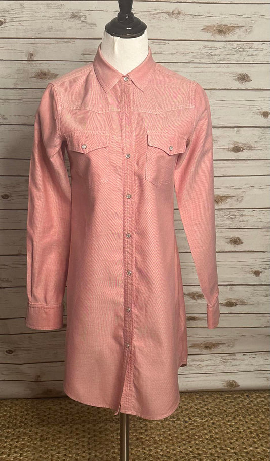 theory red Western-style cotton pearl snap button-up shirt dress Size 2