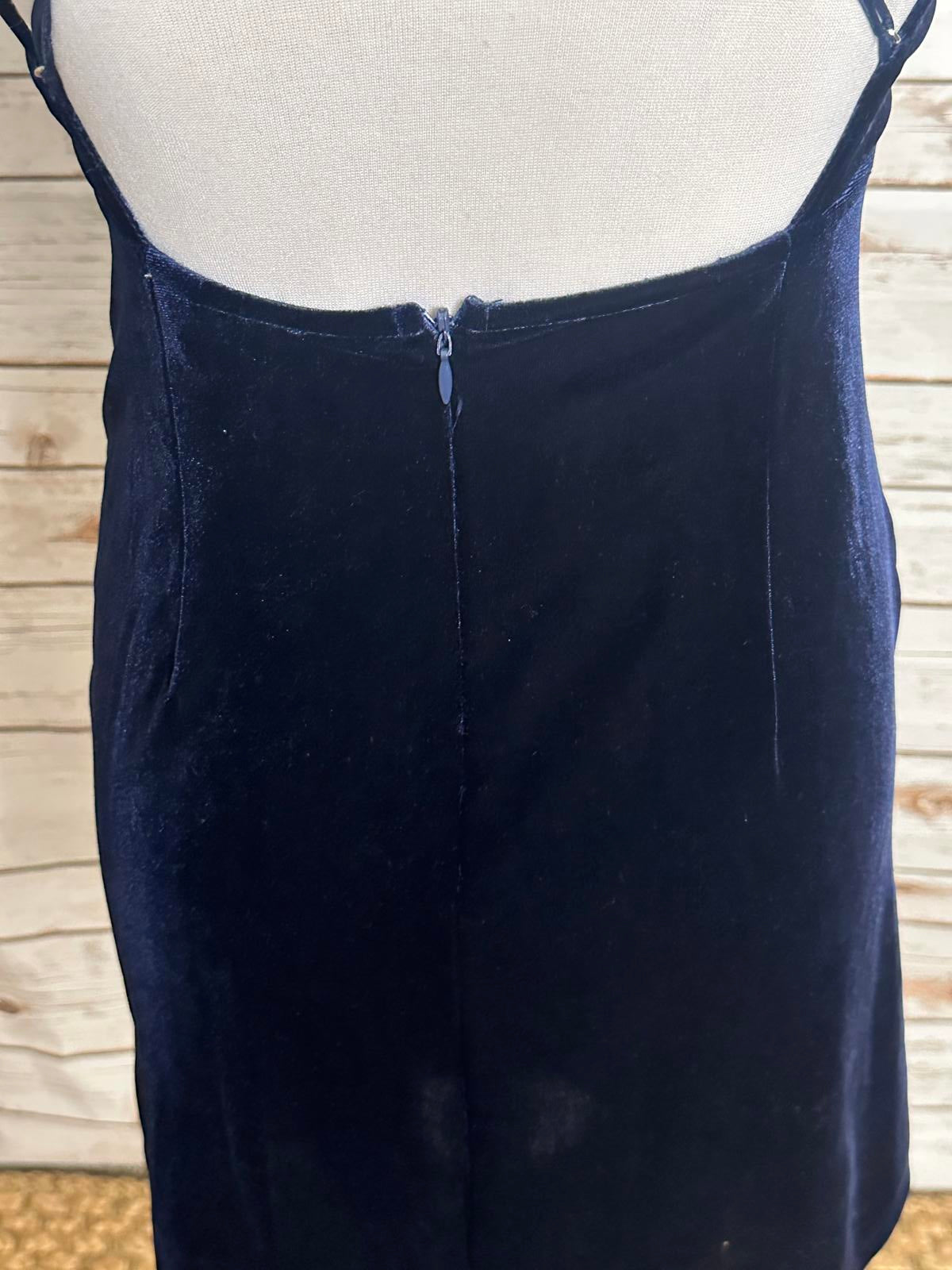 Cotton Candy LA dark blue goth halter draped front velvet mini dress Size Small