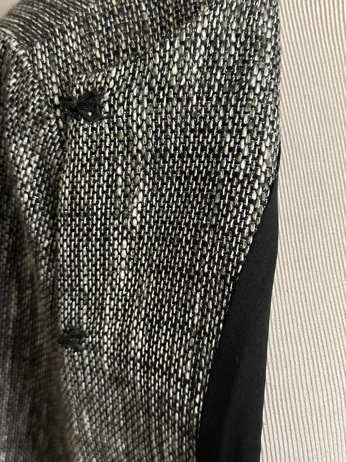 Chico's corpcore grey/black/white metallic tweed open front overcoat Size 2/Large/12