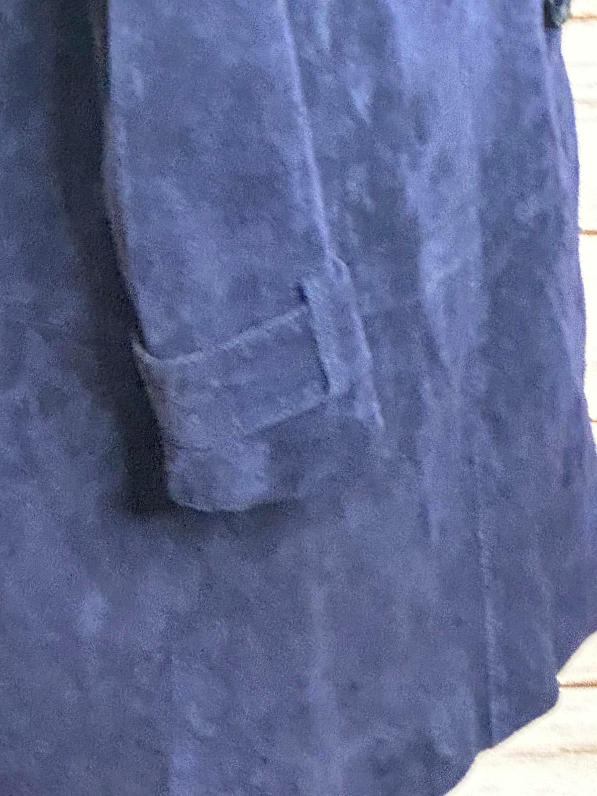 Isaac Mizrahi Live classic blue suede single-breasted trench coat Size Small