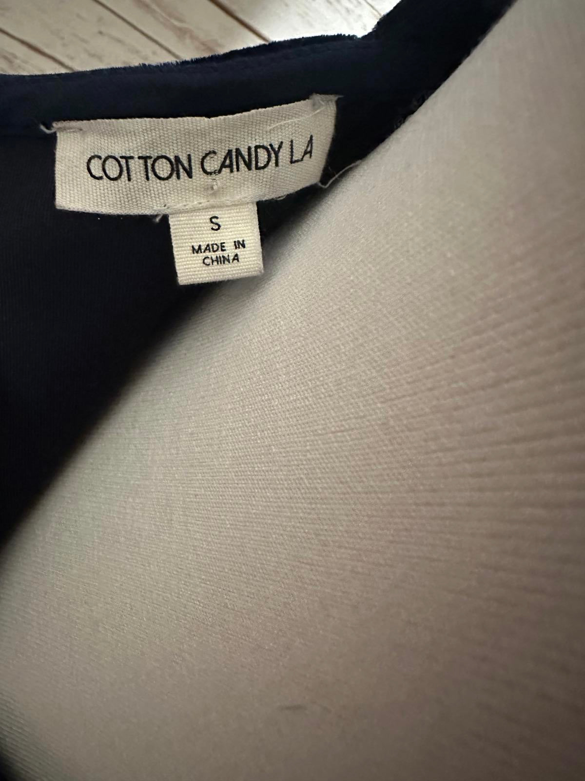 Cotton Candy LA dark blue goth halter draped front velvet mini dress Size Small