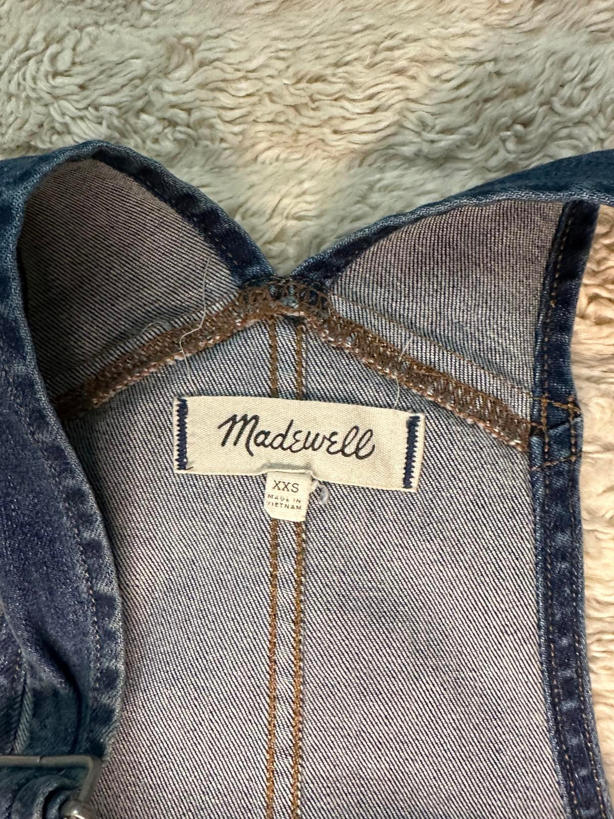 Madewell classic medium wash skinny frayed hem denim overalls Size XXS