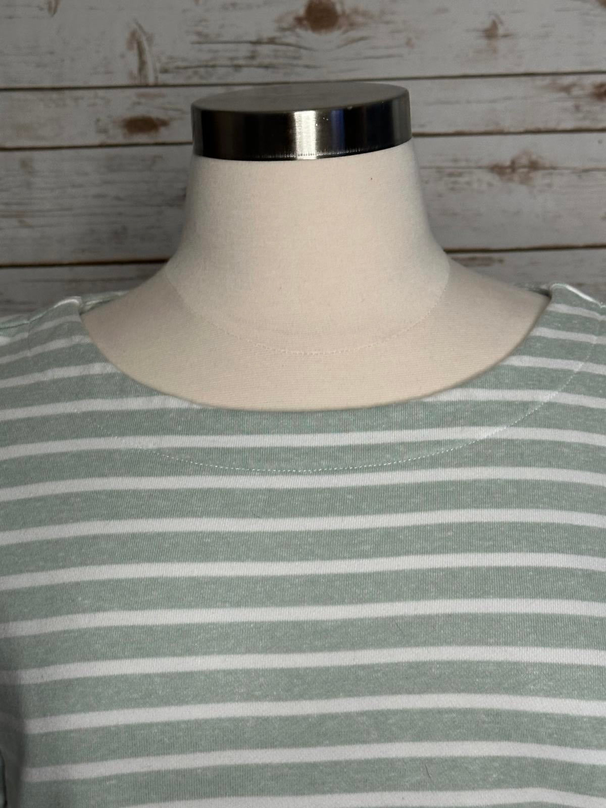 ModCloth 'Spiffed Up Saturday' green striped tie-back ruffle sleeve top Size XL