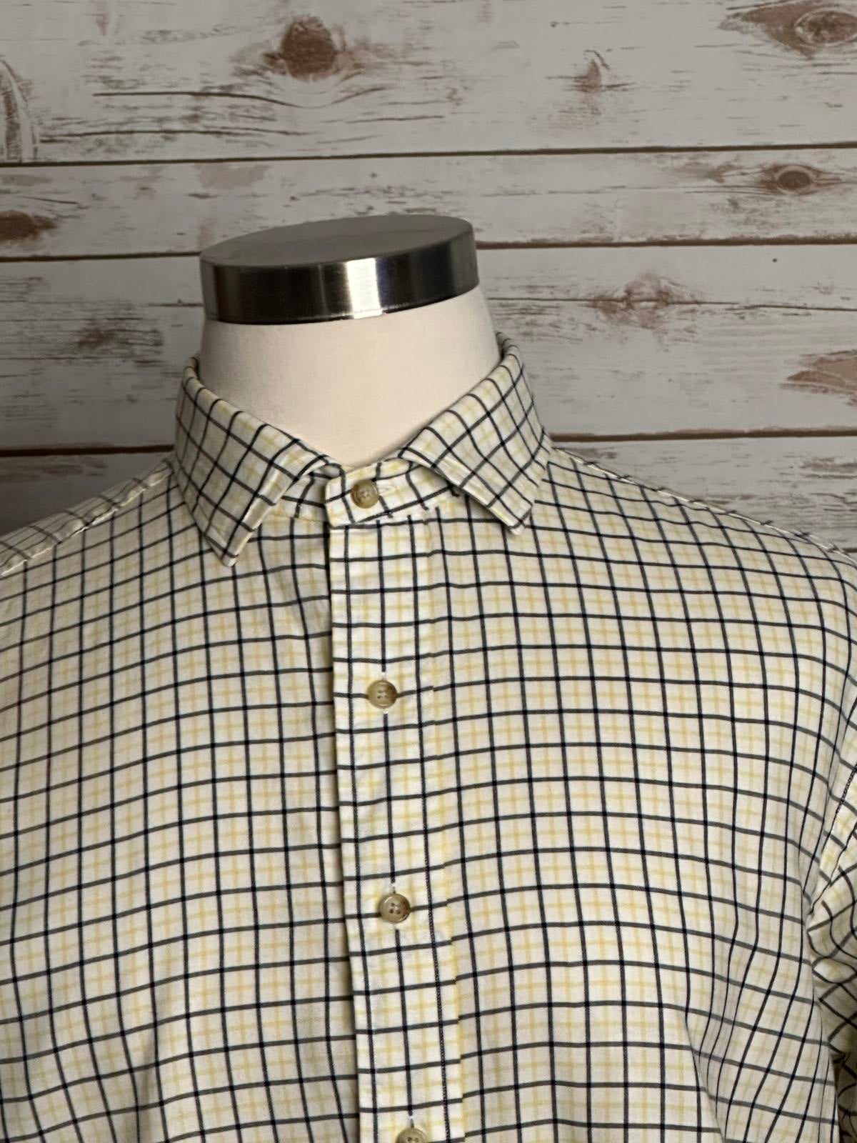 Polo by Ralph Lauren cotton white/navy/yellow plaid button-up shirt Size XL