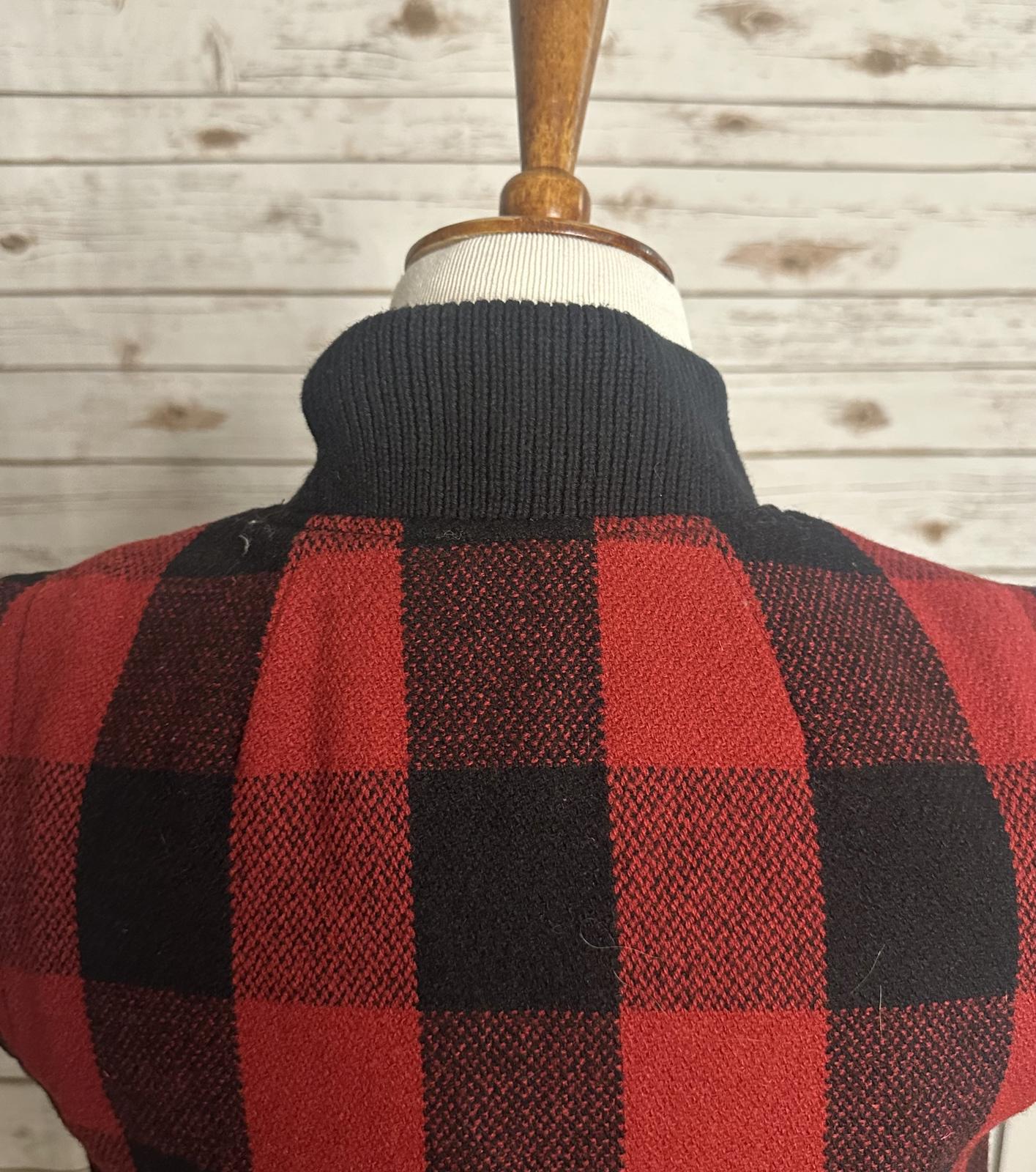 Madewell wool buffalo plaid sherpa fleece lined full zip vest Size Medium