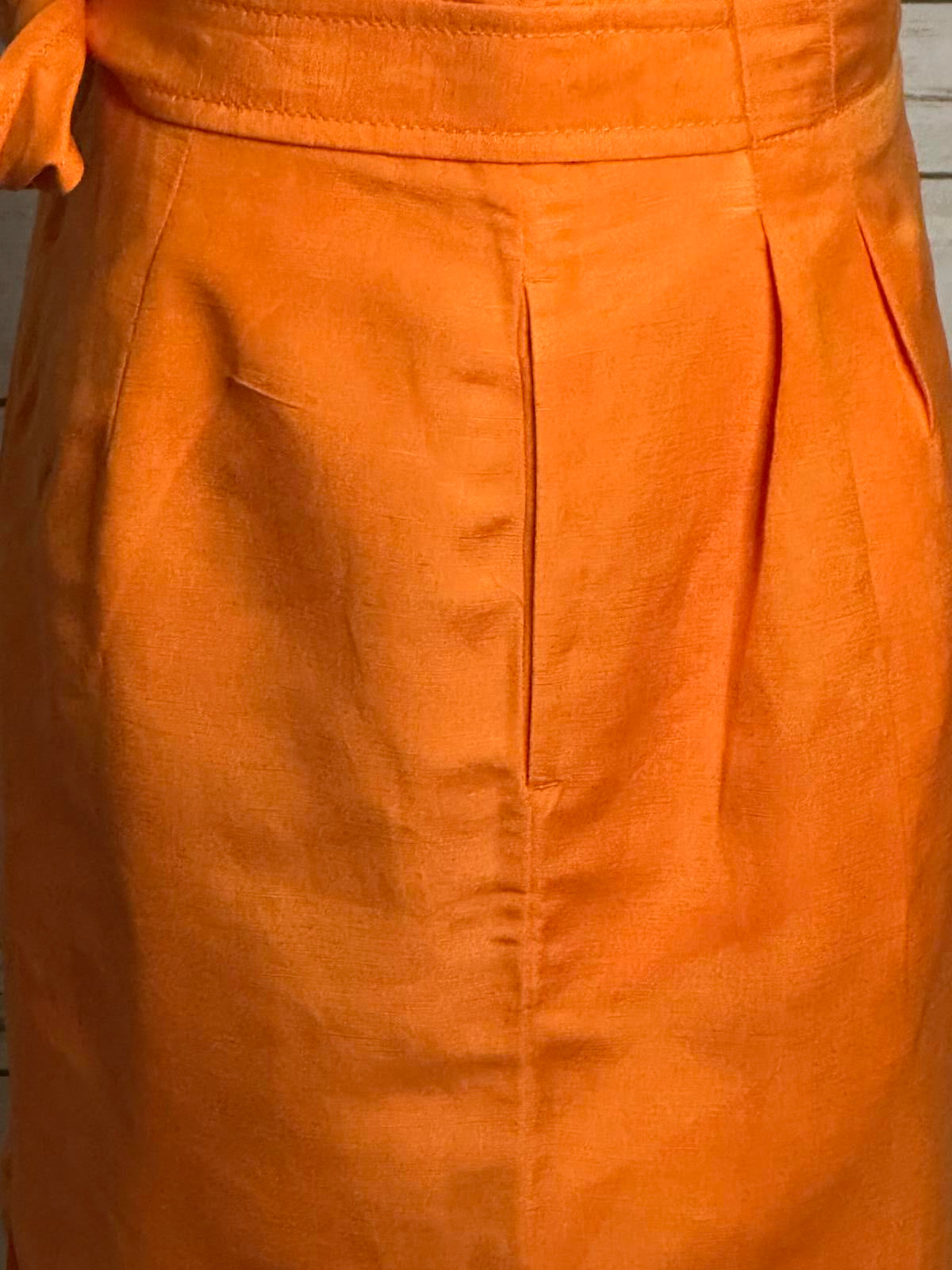 Ann Taylor office siren orange linen-blend paperbag pencil skirt Size 8P