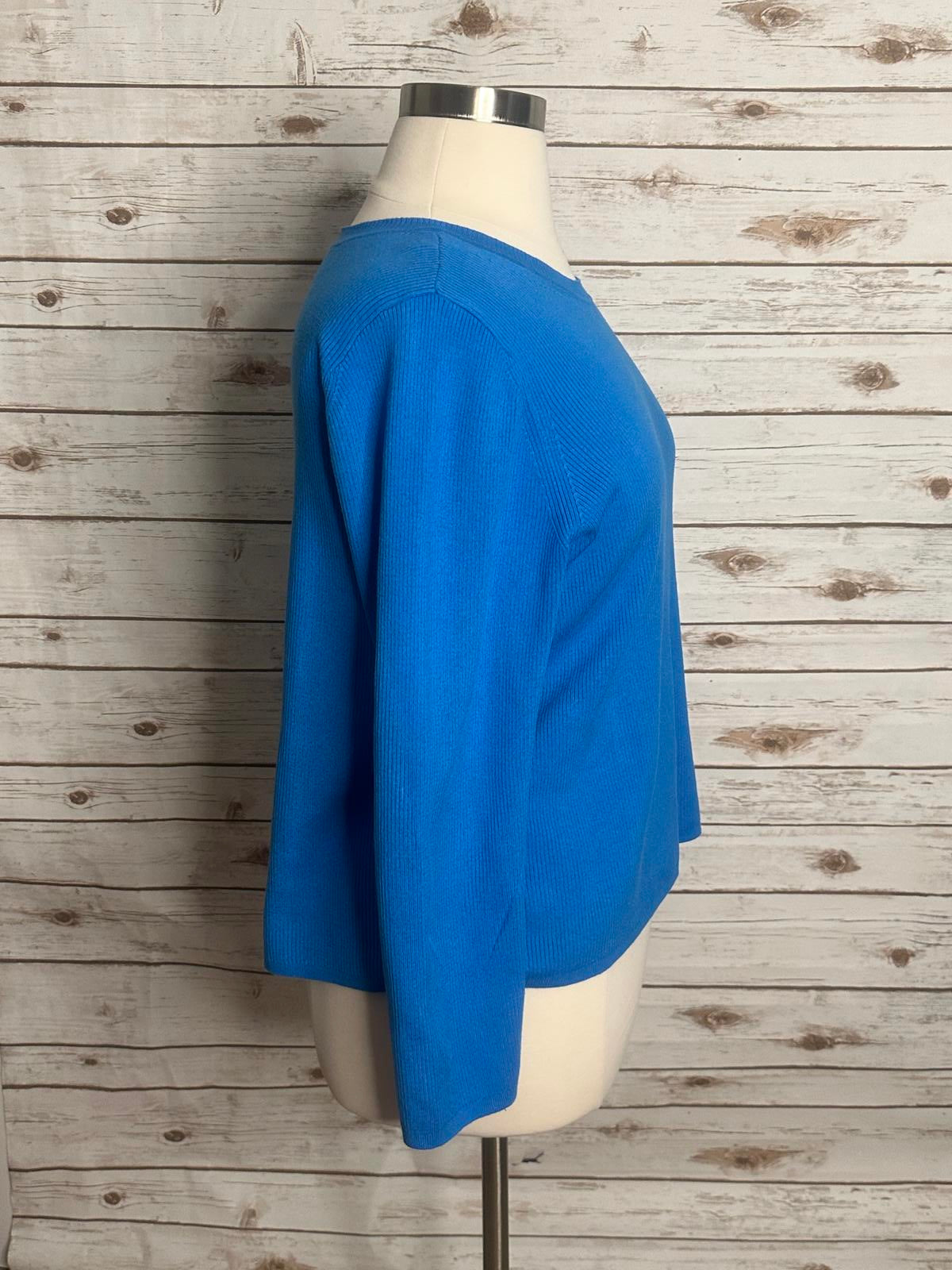 Talbots turquoise cotton-blend ribbed knit long sleeve pullover sweater Size 2X