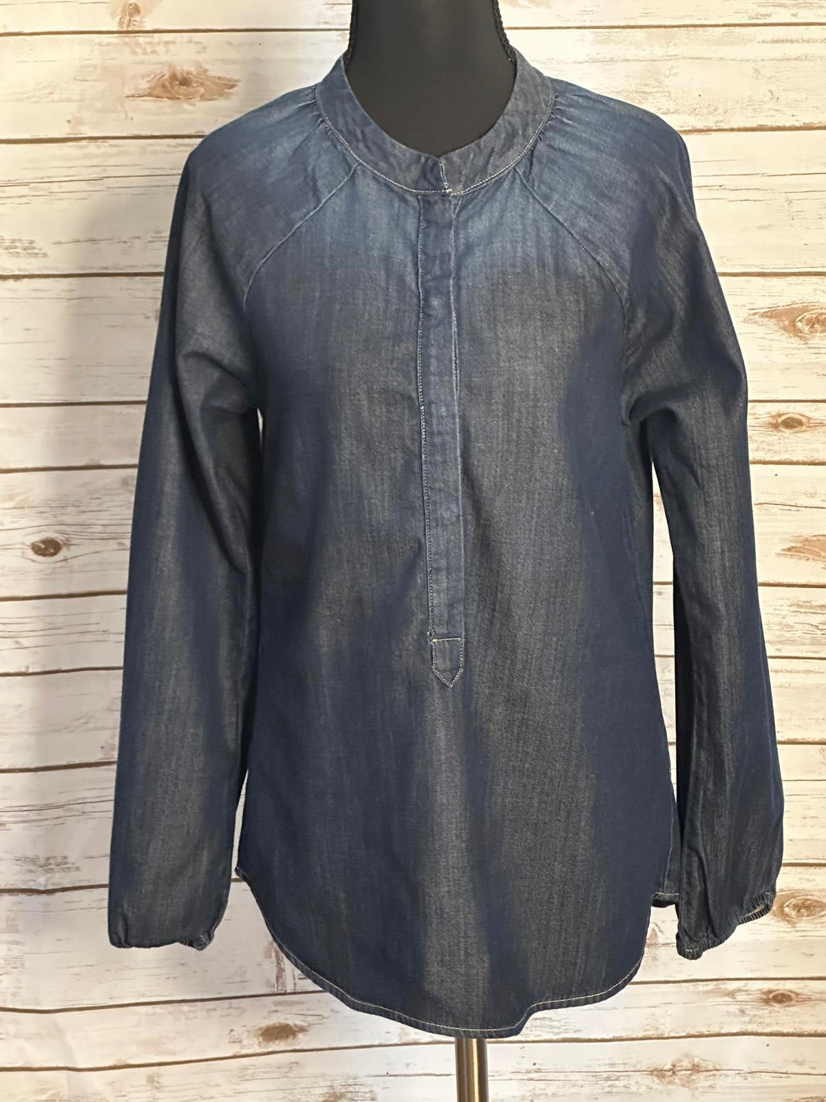 AG Adriano Goldschmied cotton chambray long sleeve popover shirt/top Size XS